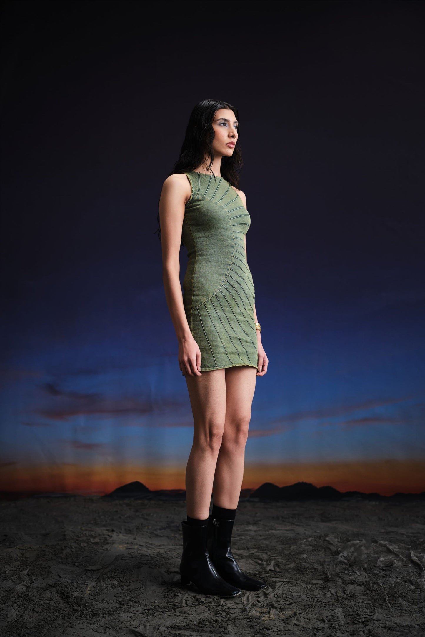 vintage green mini dress