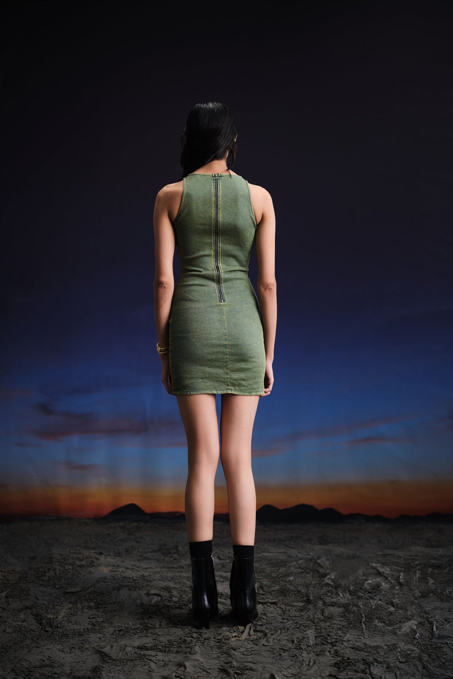 vintage green mini dress