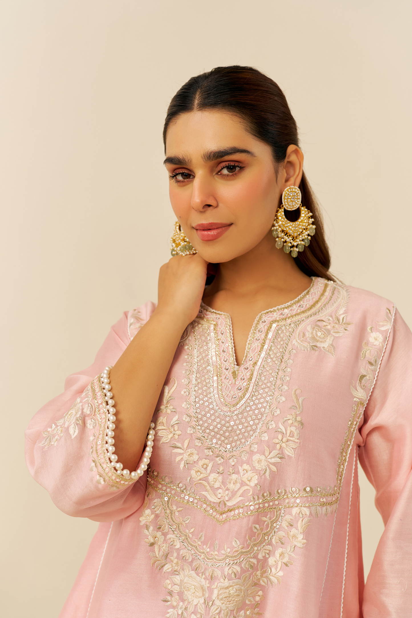Aiza - Blush Pink Short Chauga With Salwar and Dupatta