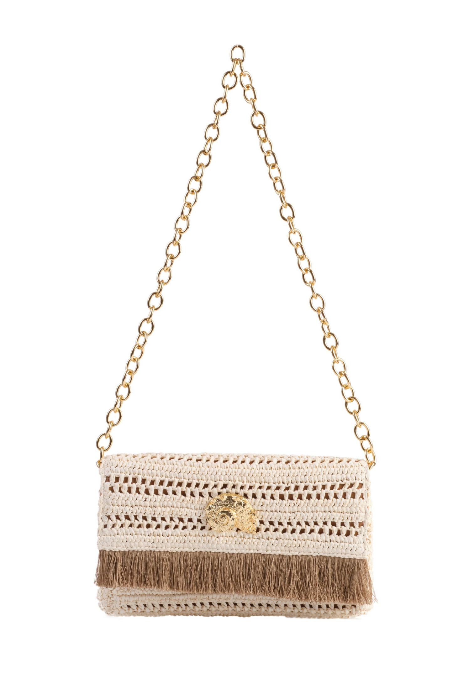 Off White Slim Raffia Clutch