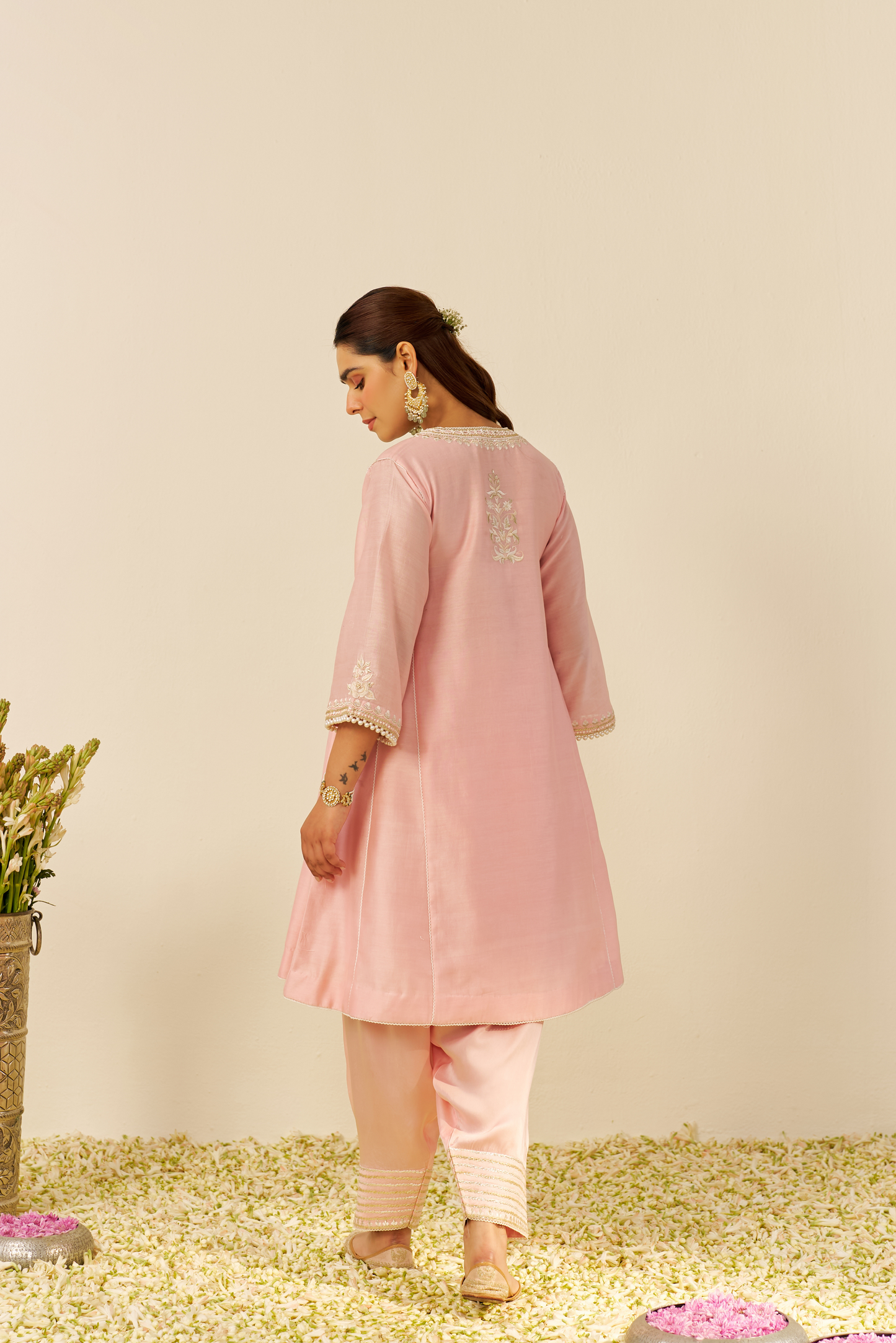 Aiza - Blush Pink Short Chauga With Salwar and Dupatta