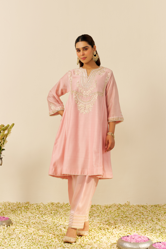 Aiza - Blush Pink Short Chauga With Salwar