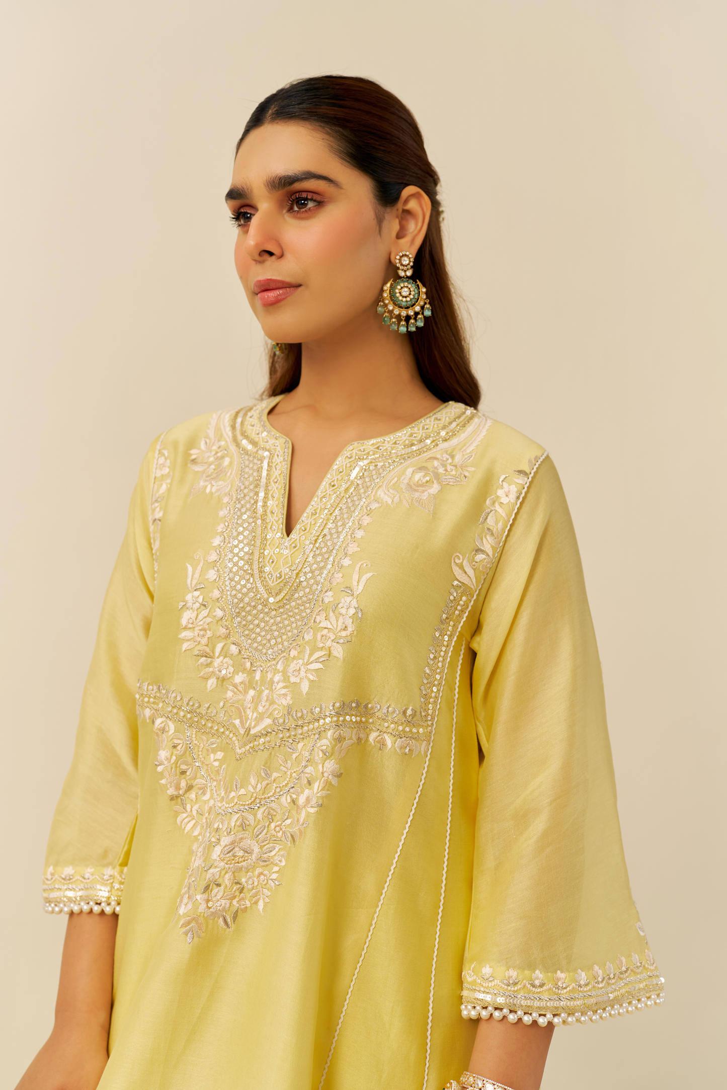 Aiza - Lemon Yellow Short Chauga With Salwar and Dupatta