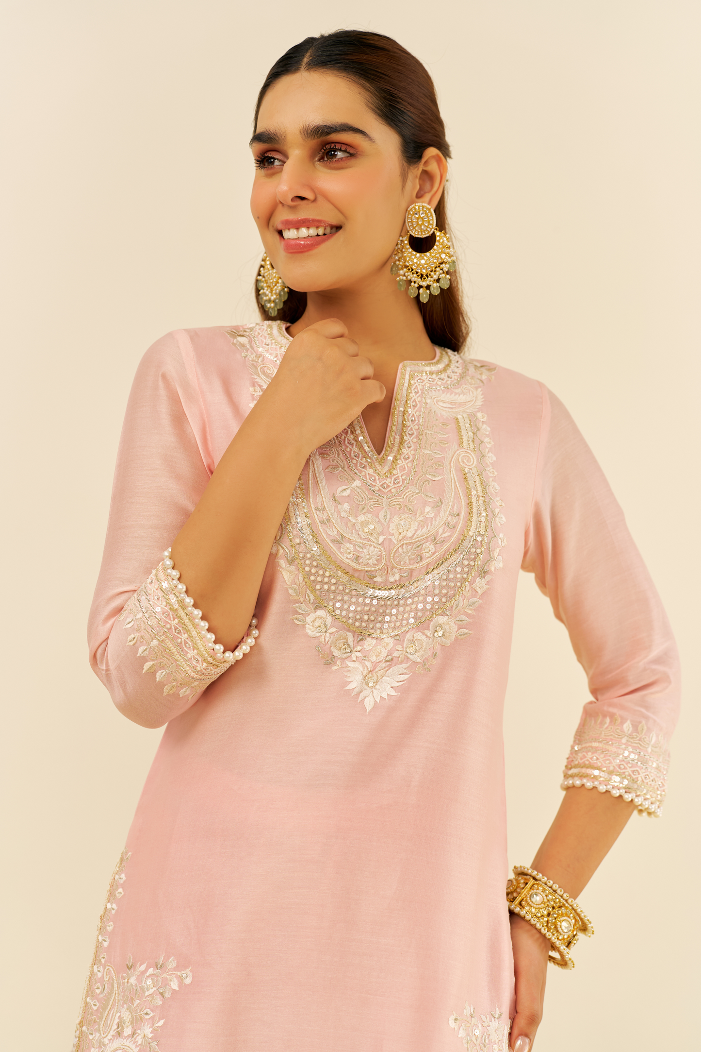 Sara- Blush Pink  Short Kurta with Salwar