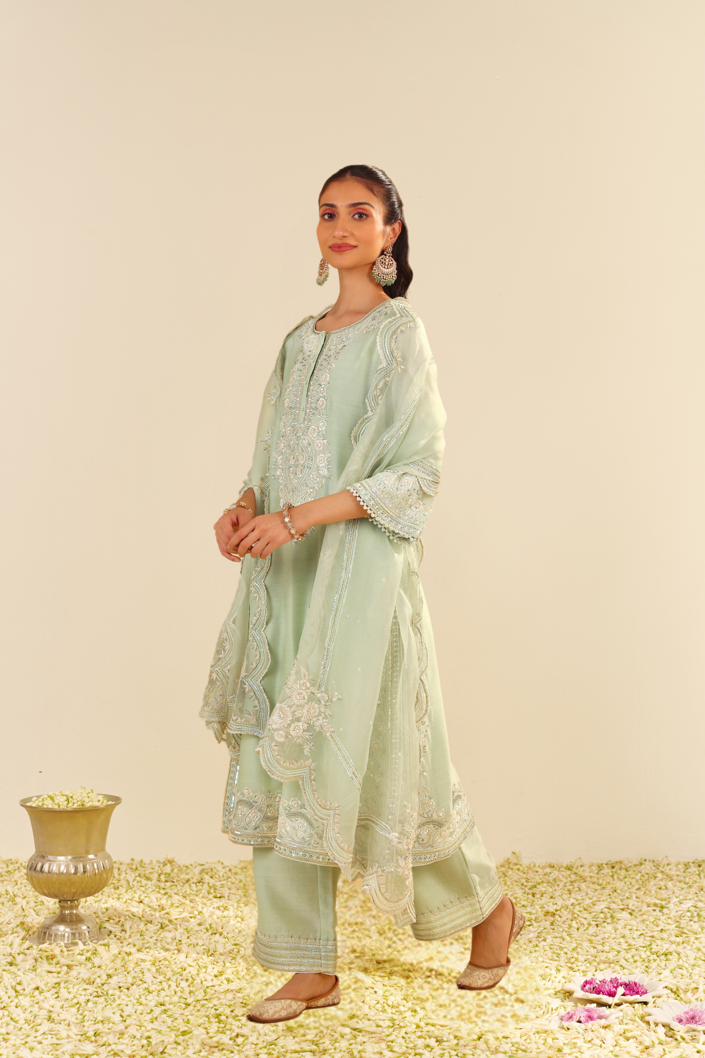 Sereen - Mint Green A-Line Kurta With Palazzo