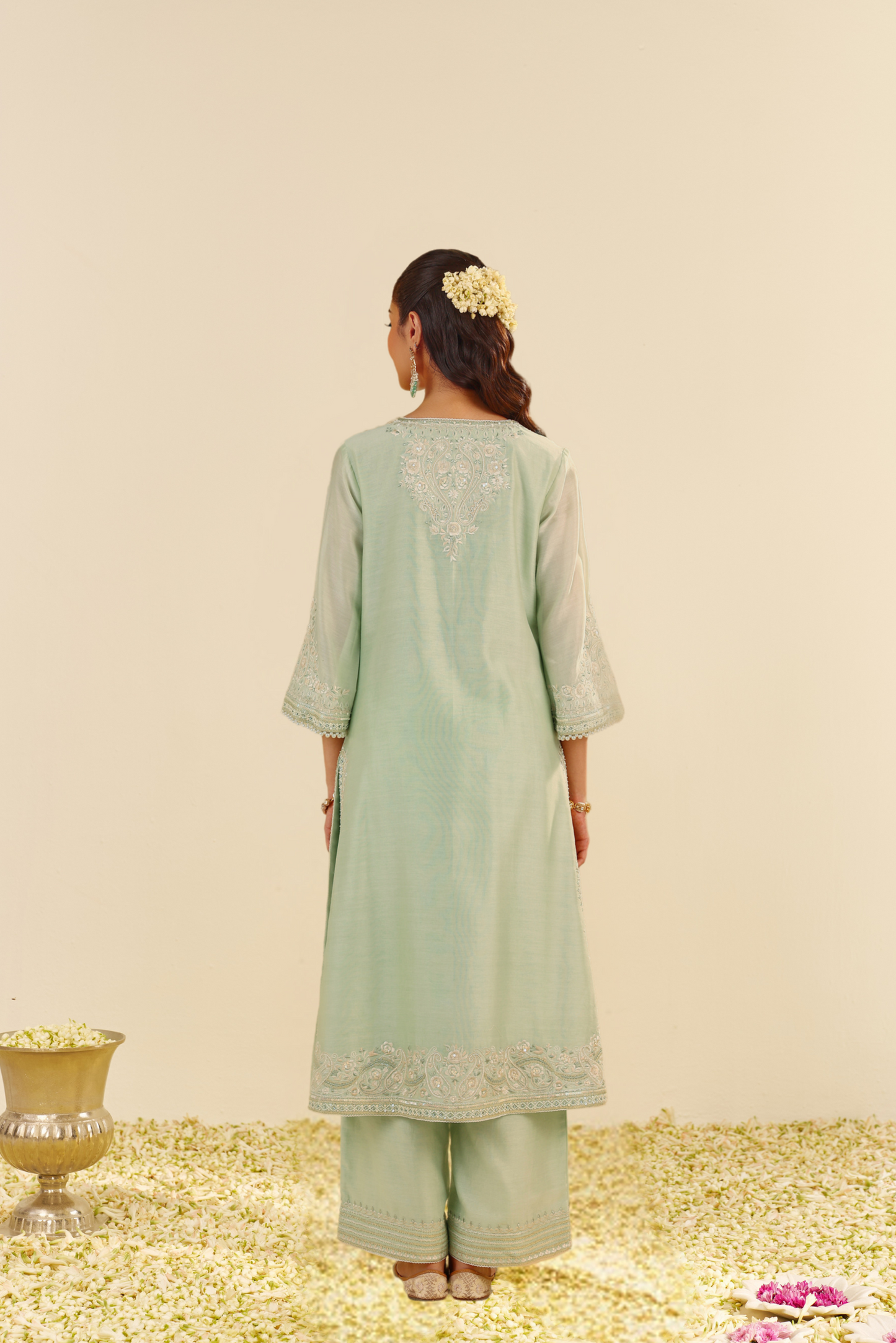 Sereen - Mint Green A-Line Kurta With Palazzo
