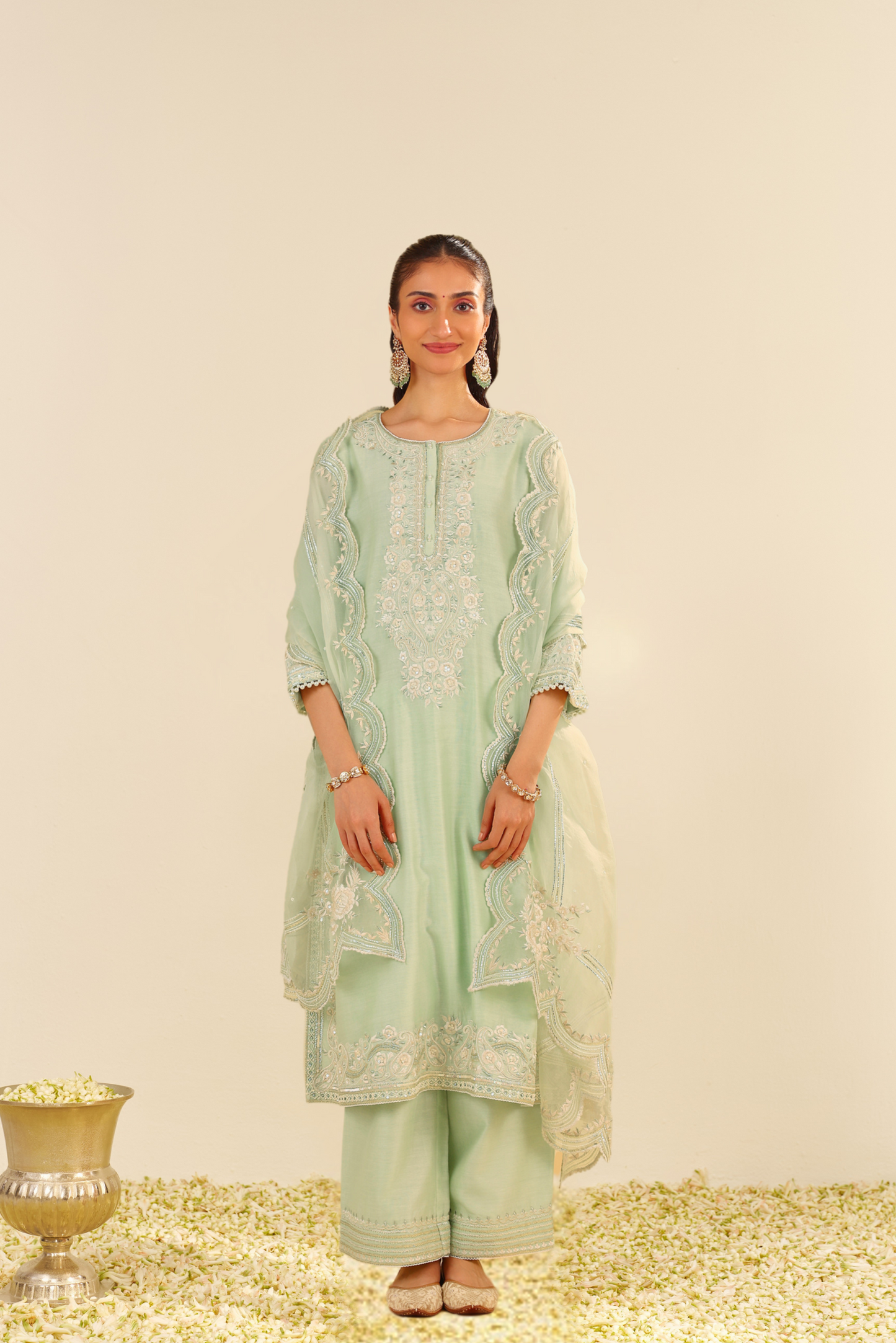 Sereen - Mint Green A-Line Kurta With Palazzo