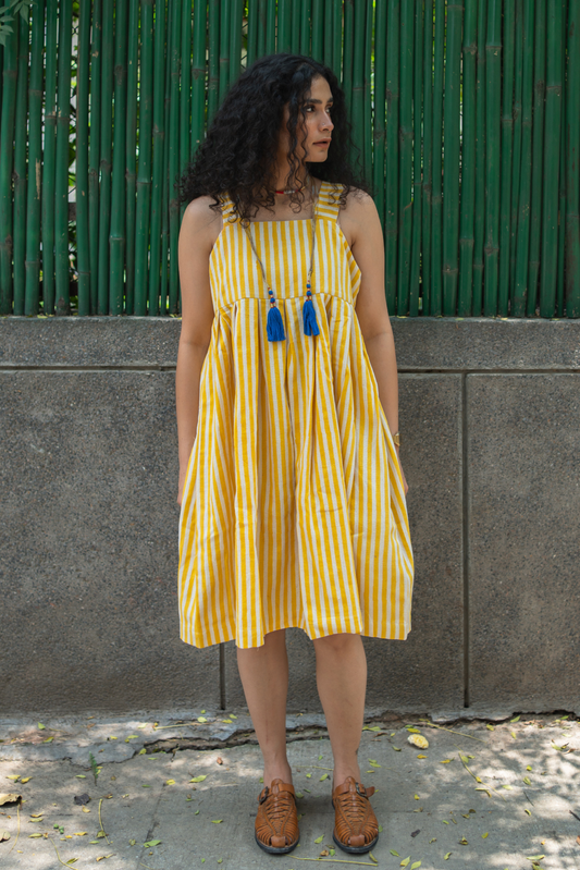 Hana Dress - Yellow Stripes
