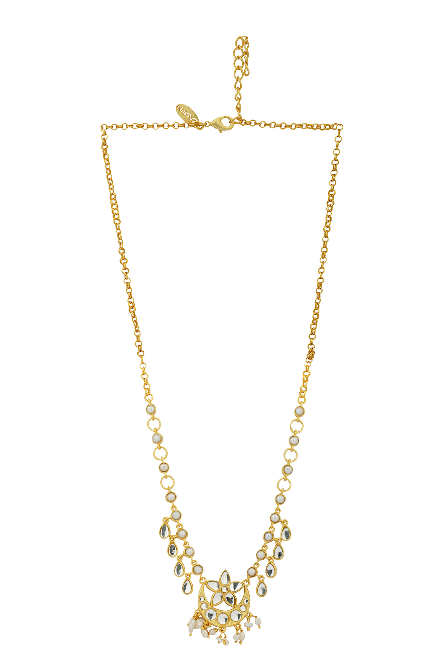 Chaand Phool Necklace with Mirror Polki and Pearls