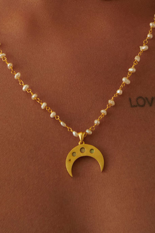 Chaand ka Nagma Necklace with Mirror Polki and Pearls