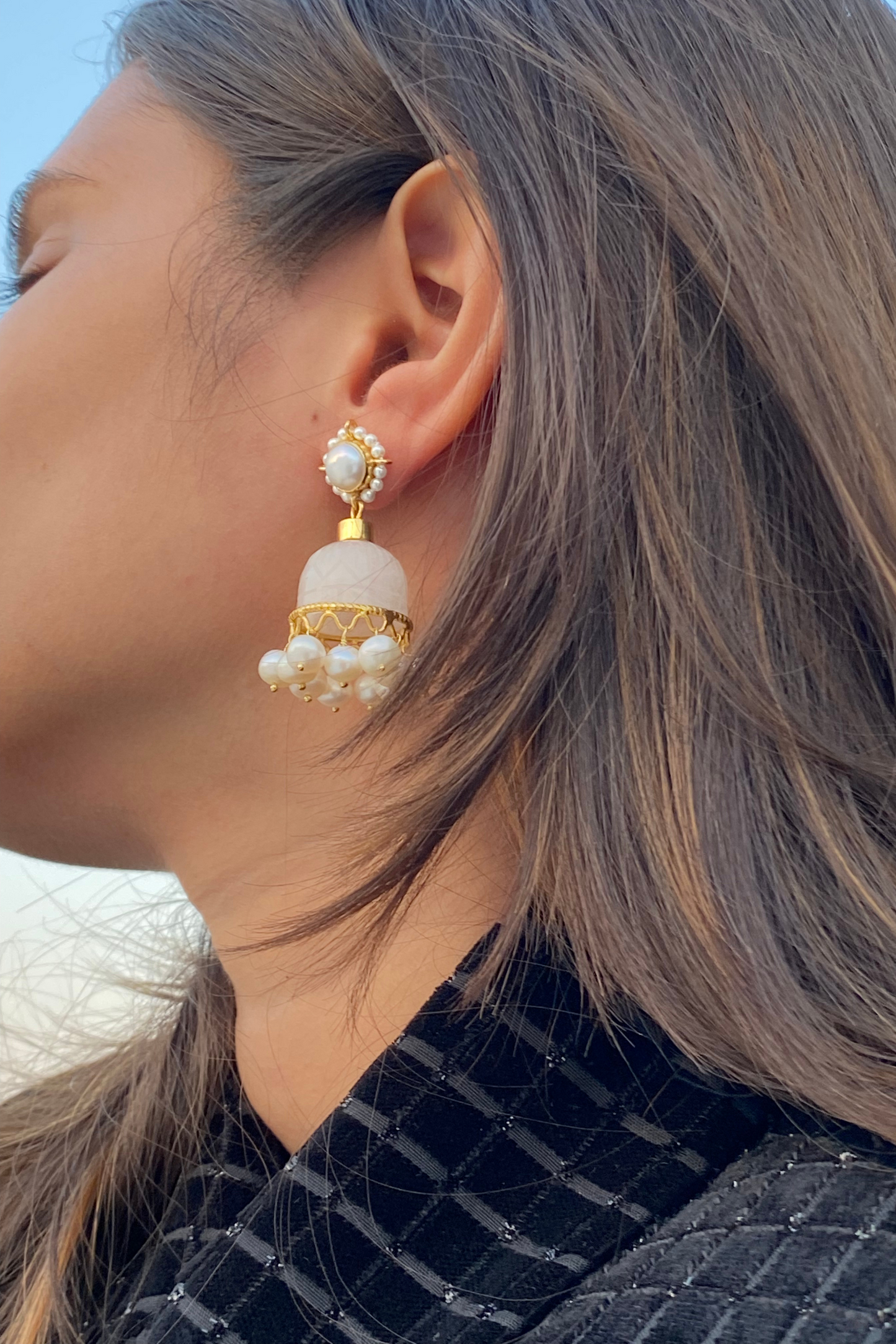 Rose Quartz Jhumkis