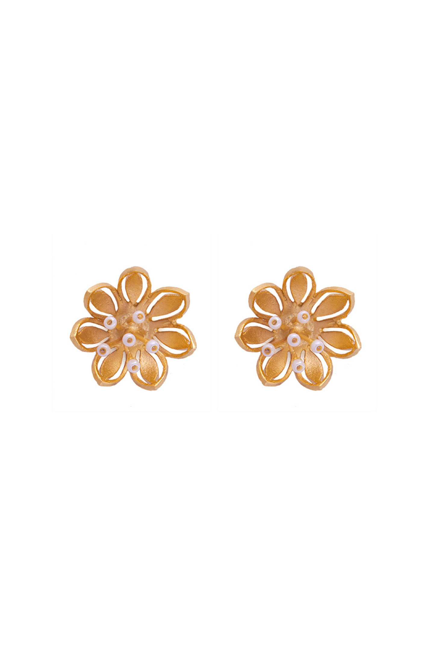 Pearly Golden Flower Earrings