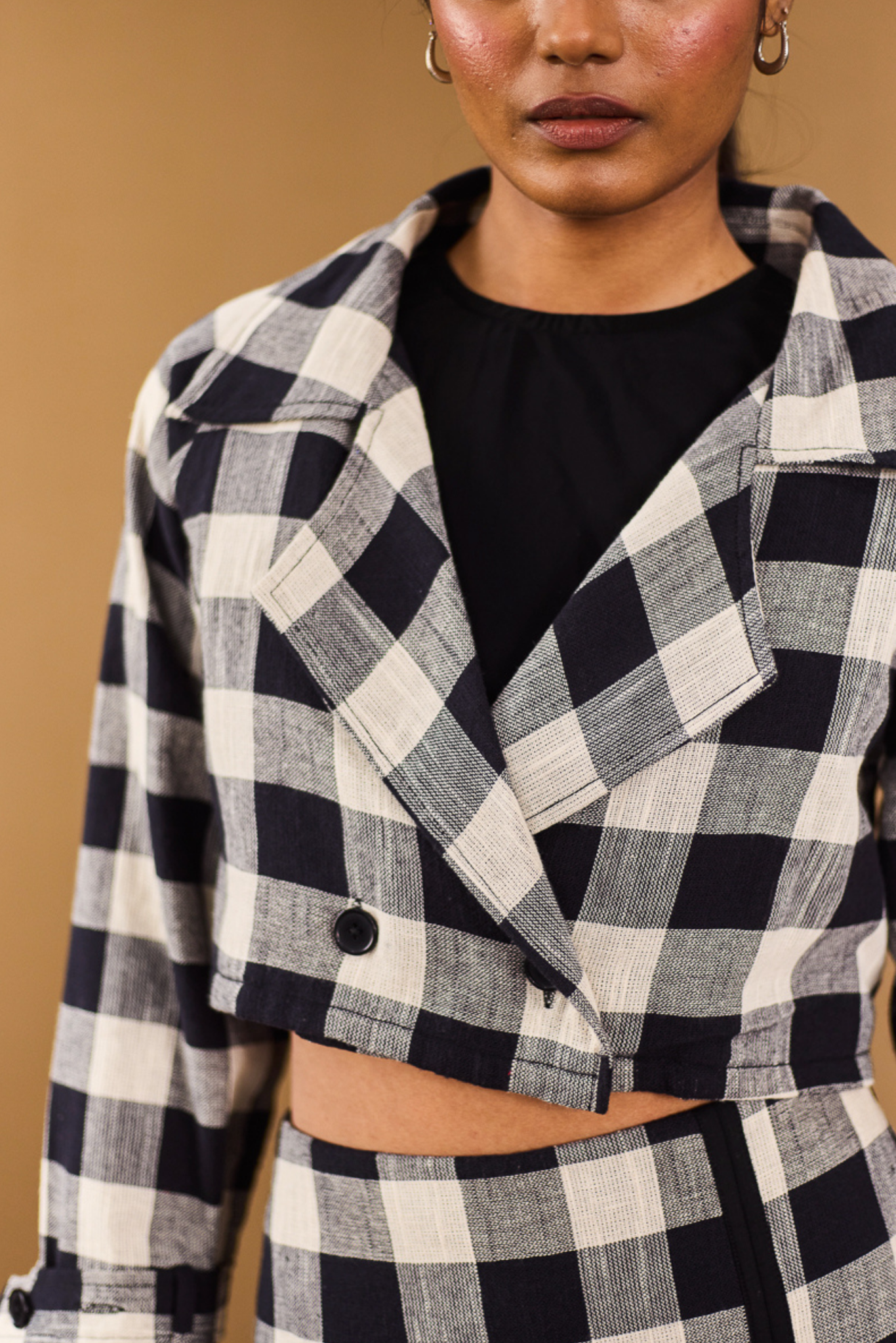 Checkered Croppped Blazer