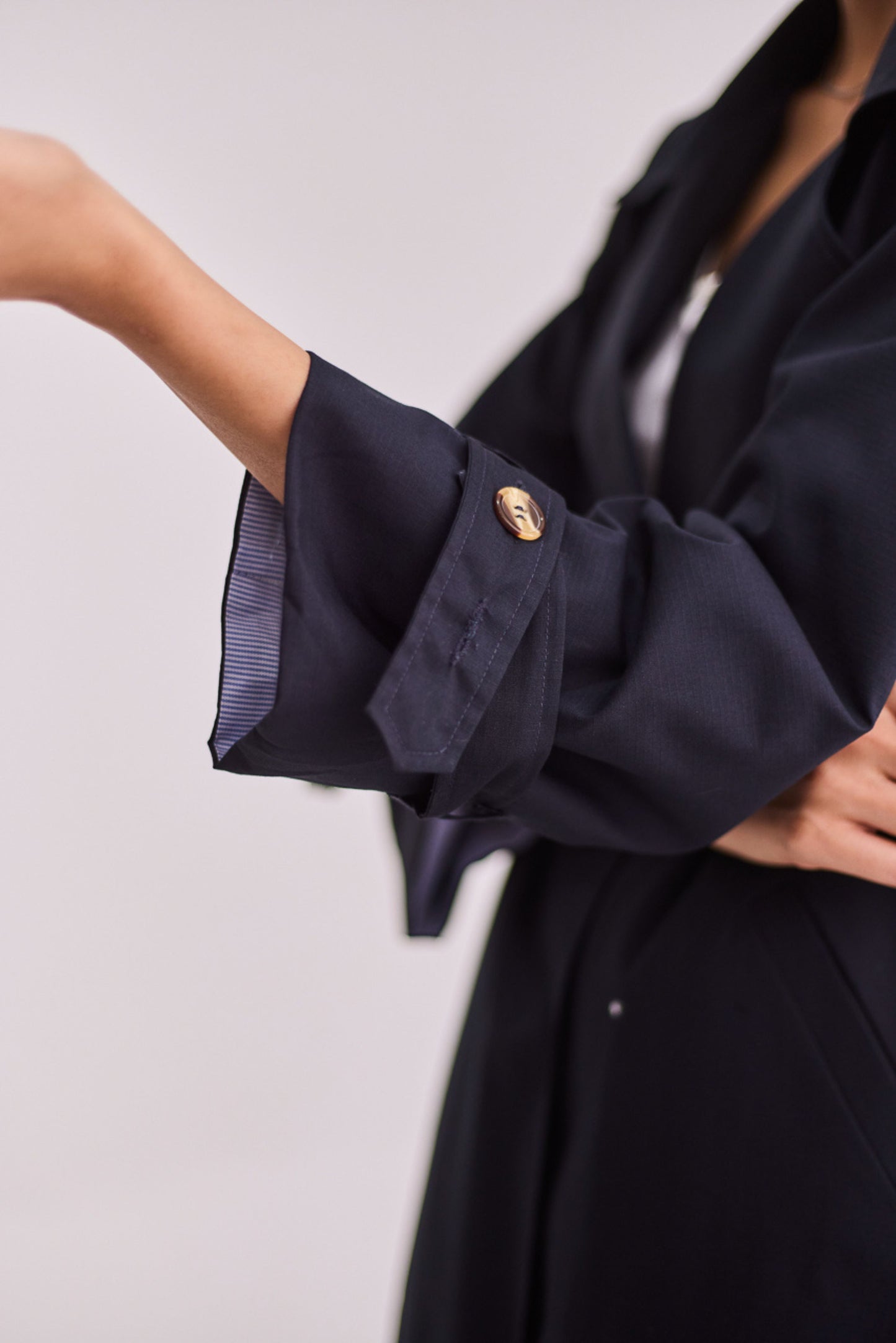 Navy Blue Trench Coat Set