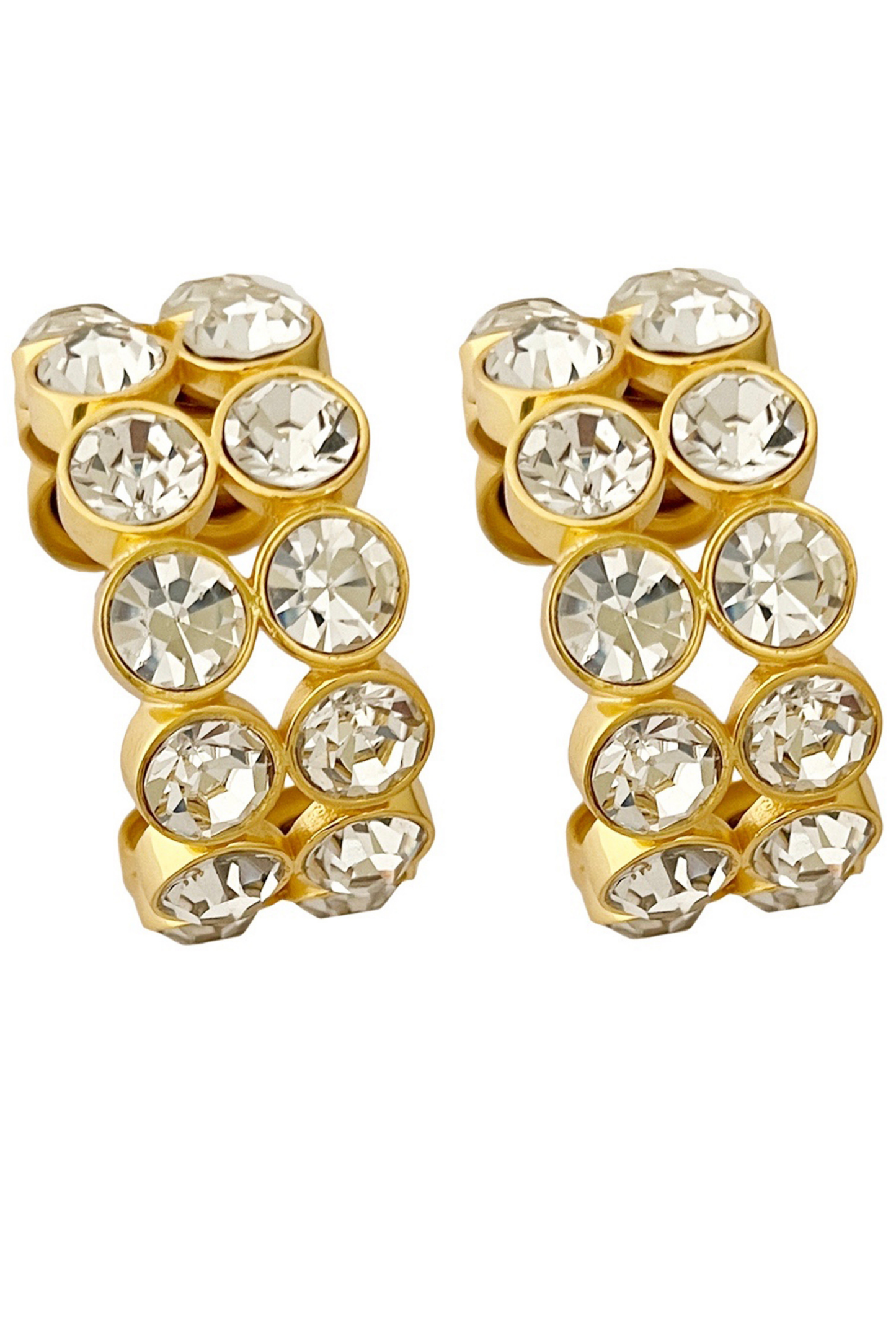 Crystal Crown Hoops - Gold