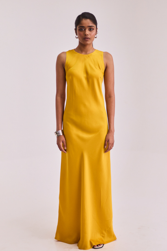Yellow Satin Slip Dress