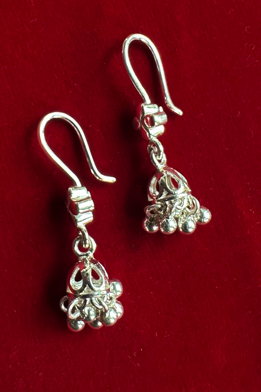 Kinkini Jhumki Earrings- Silver