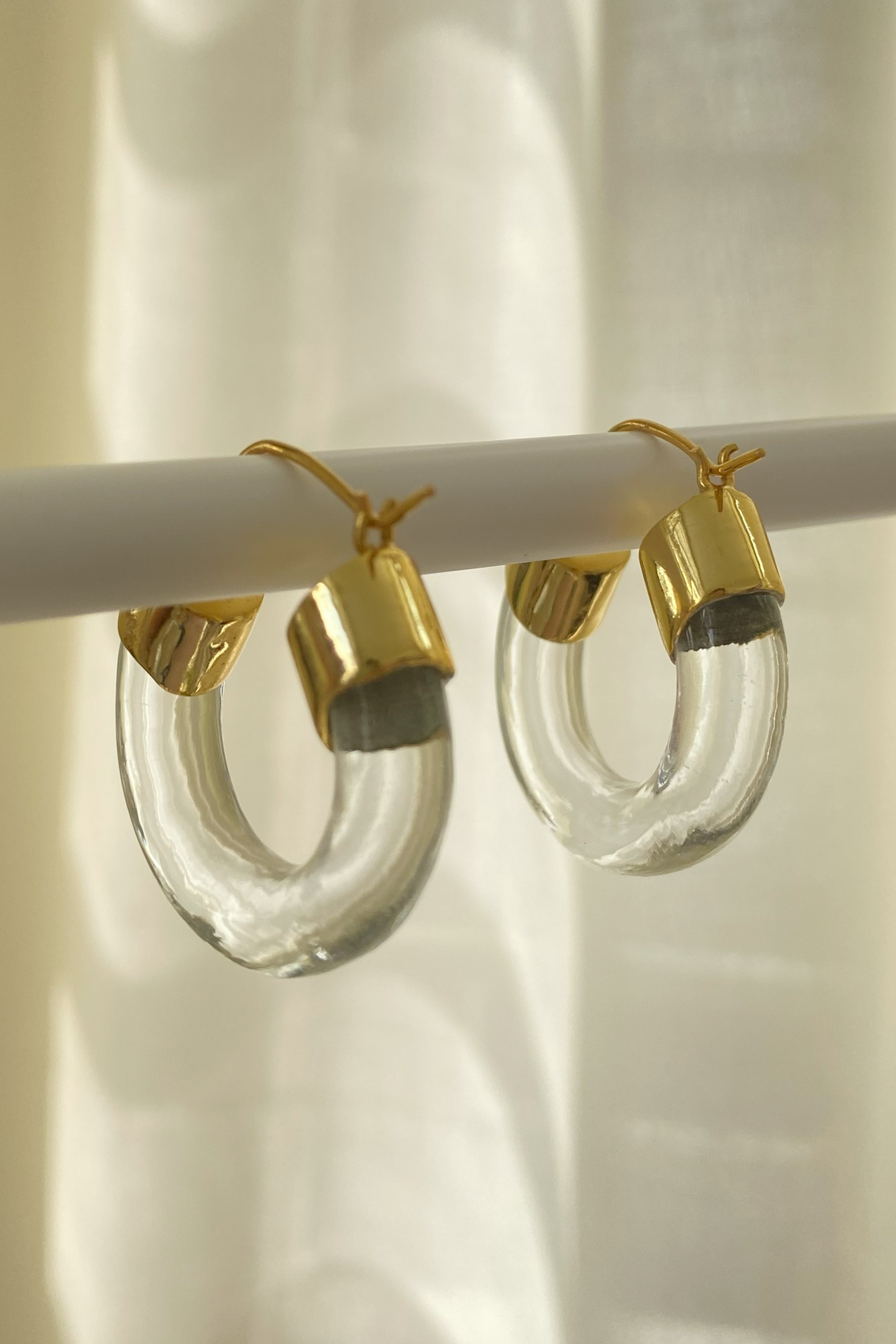 Clear Quartz Hoops
