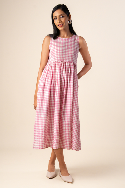 Suki Dress - Gingham Embroidered