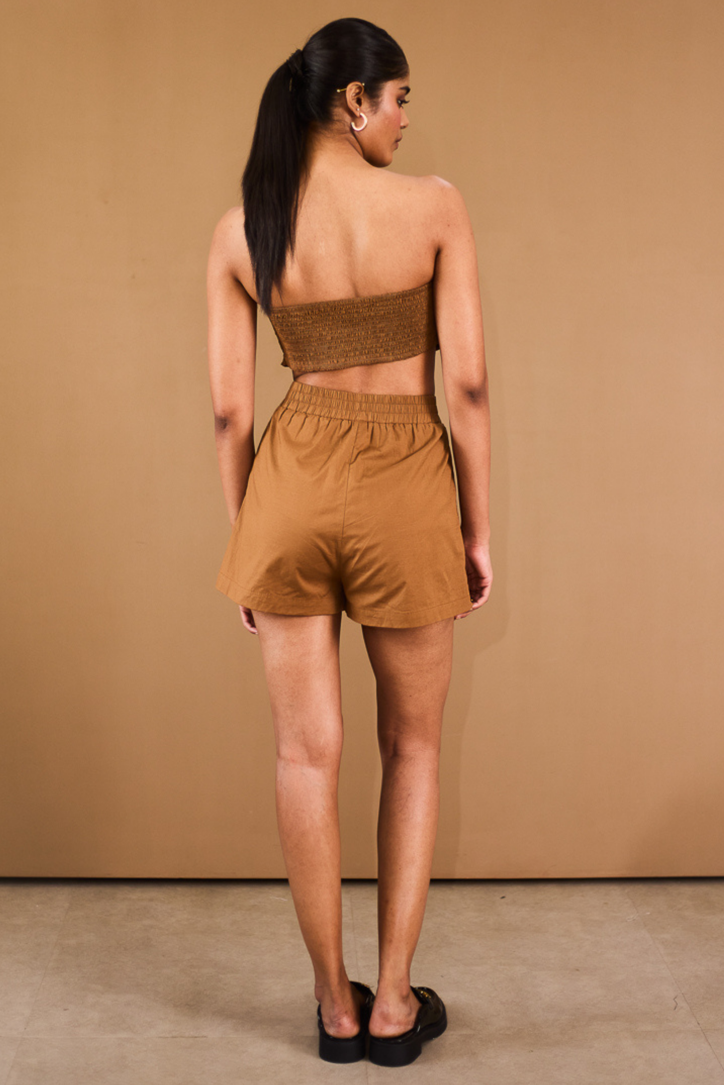Brown Elasticated Shorts