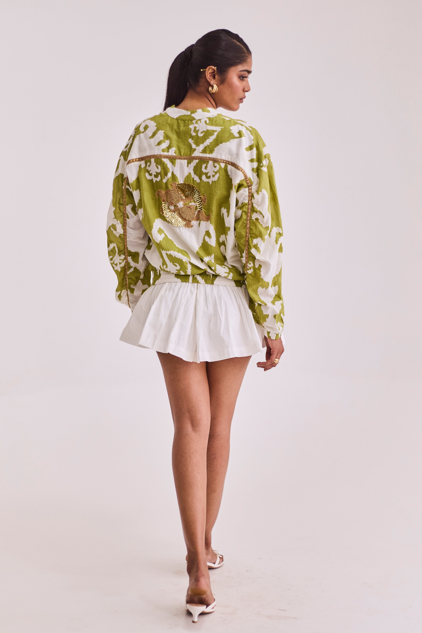 White Mini Gathered Skort