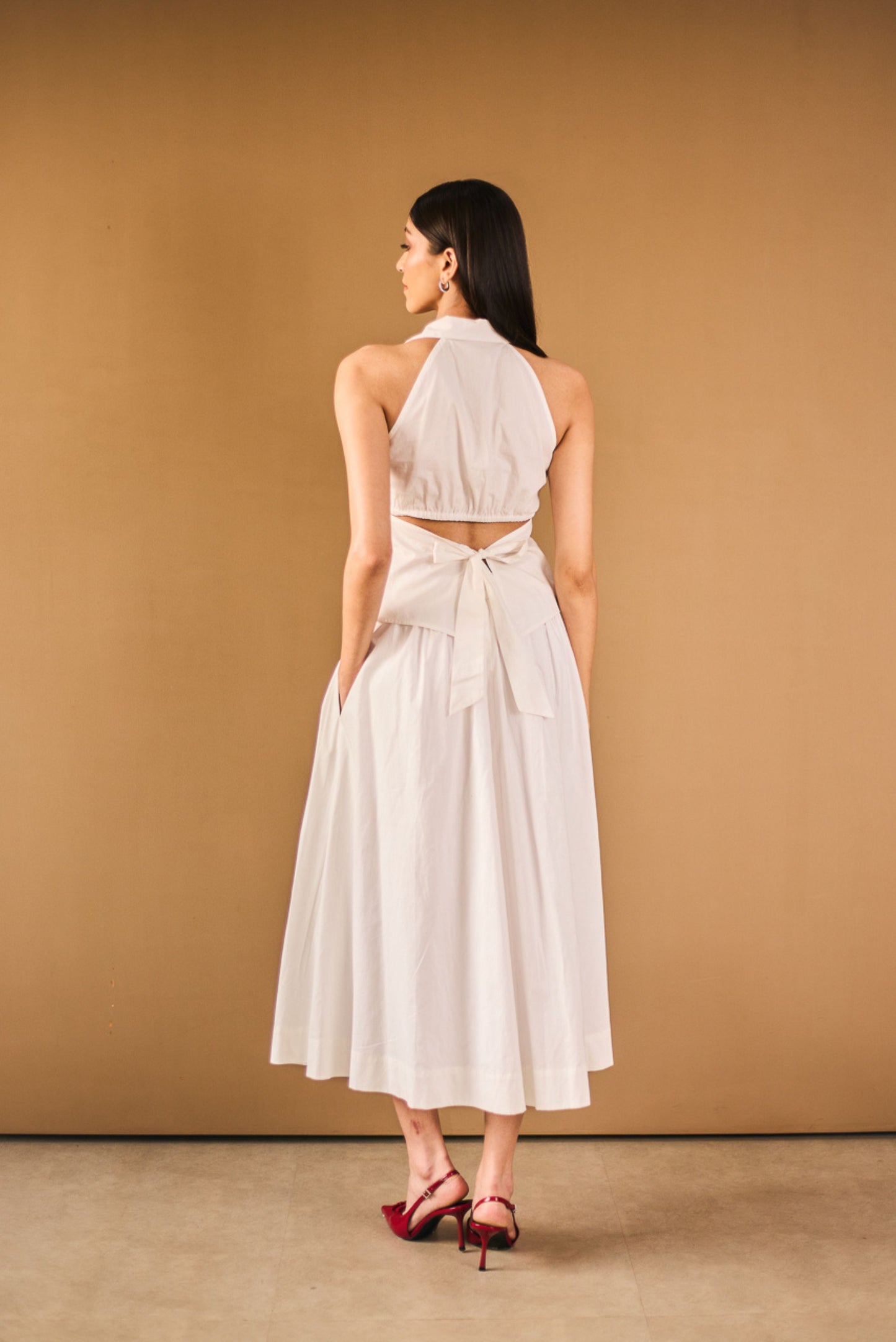 White Collar Top & Skirt Set