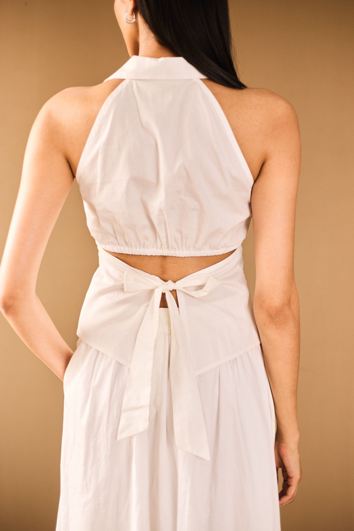 White Collar Top & Skirt Set