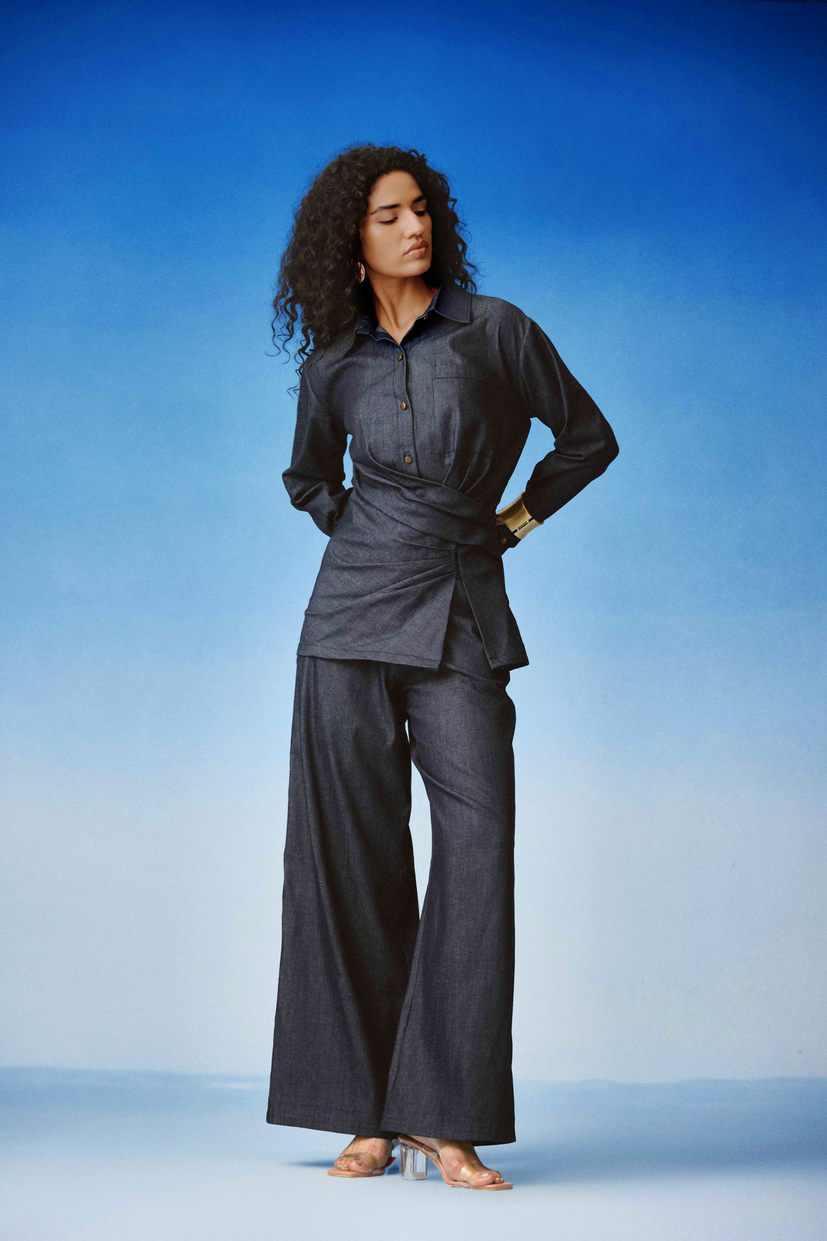 Echo Draped Denim Set
