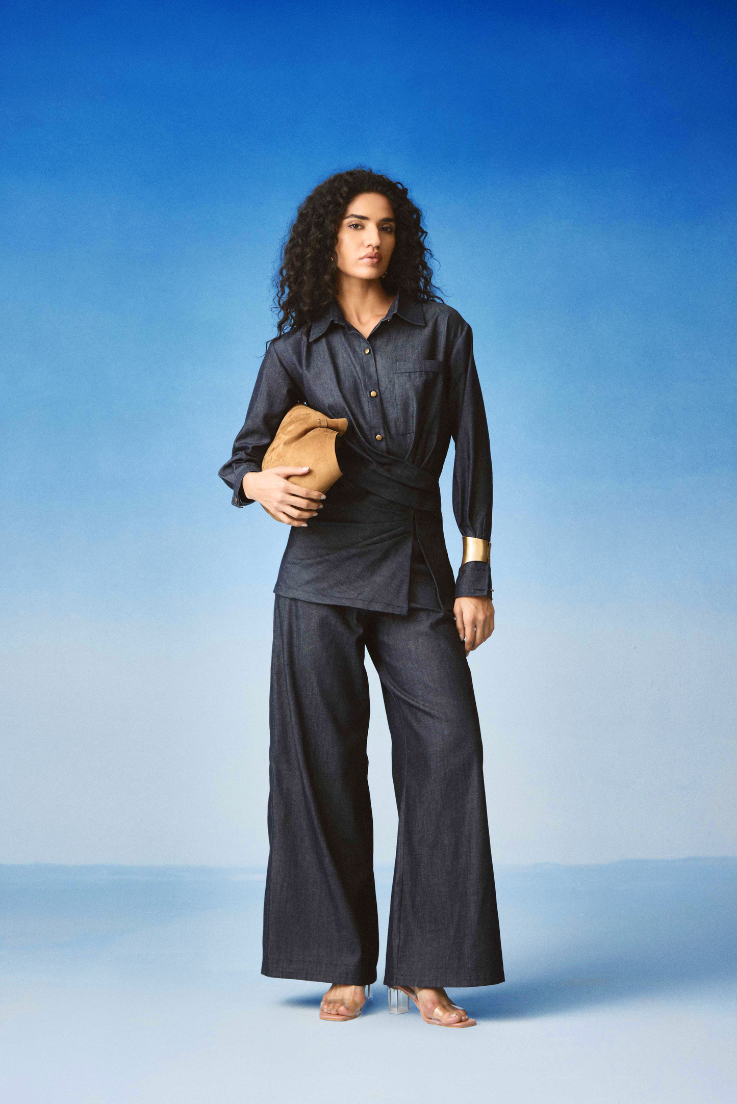 Echo Draped Denim Set