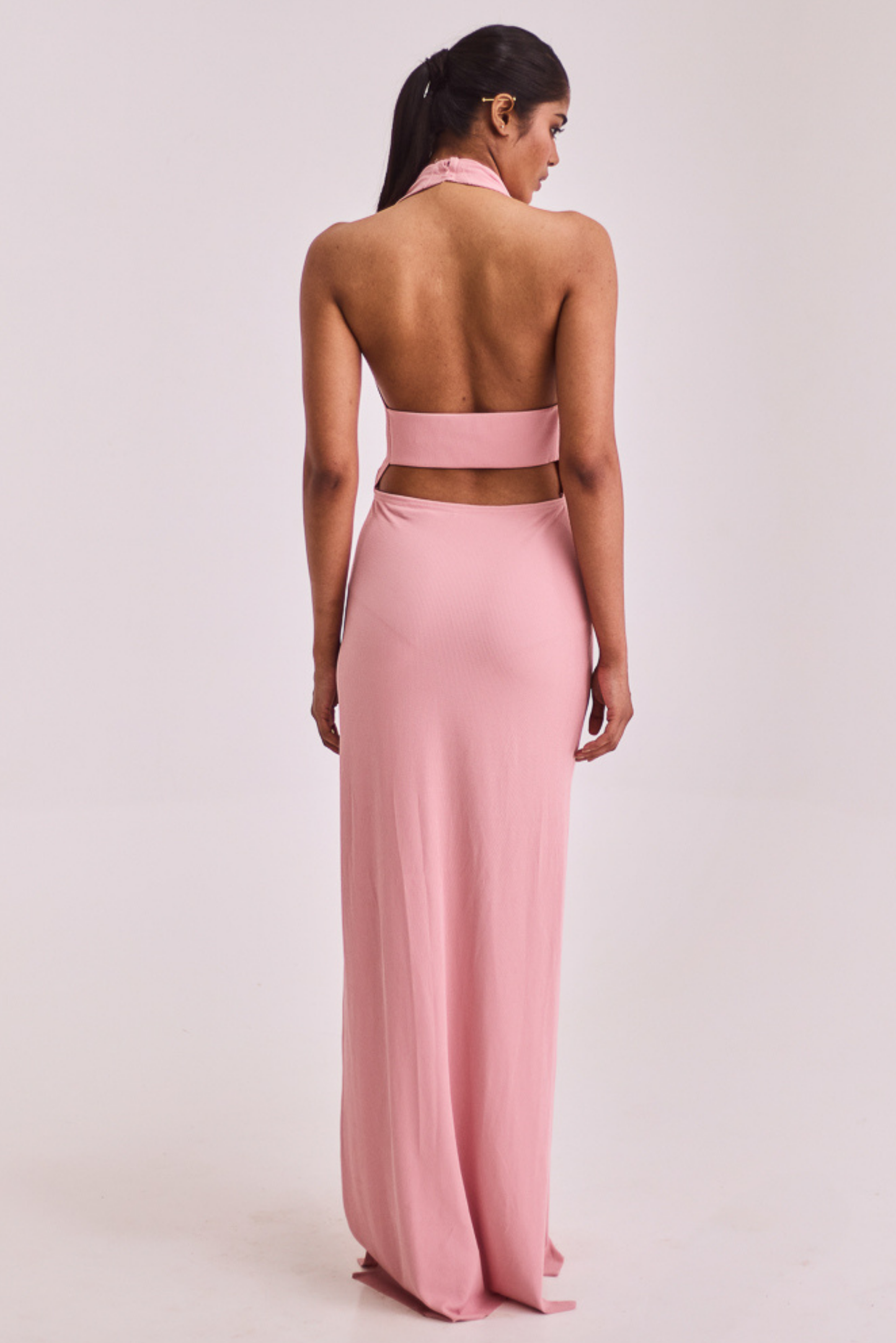 Pink Cowl Neck Maxi Dress