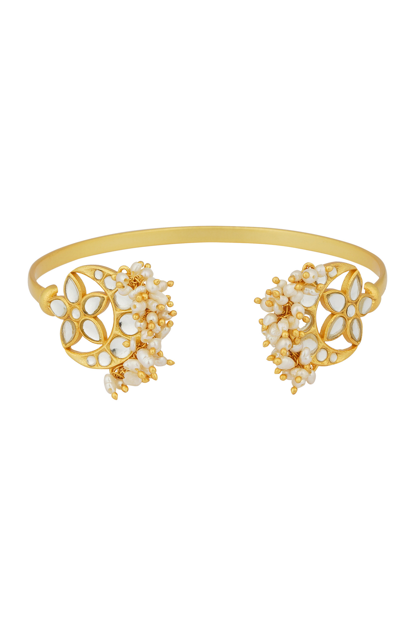 Chaand Phool Bracelet with Mirror Polki and Pearls