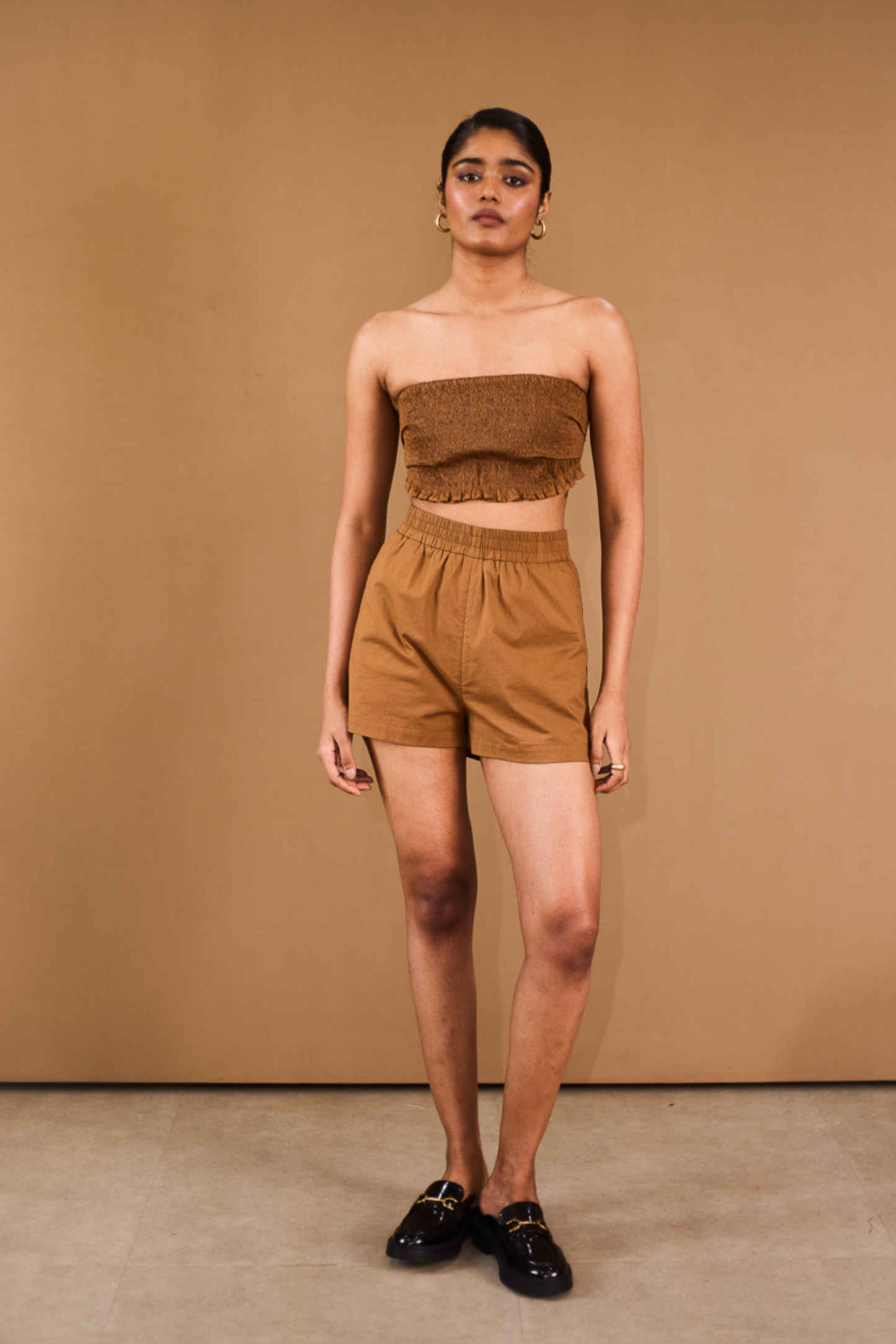 Brown Elasticated Shorts