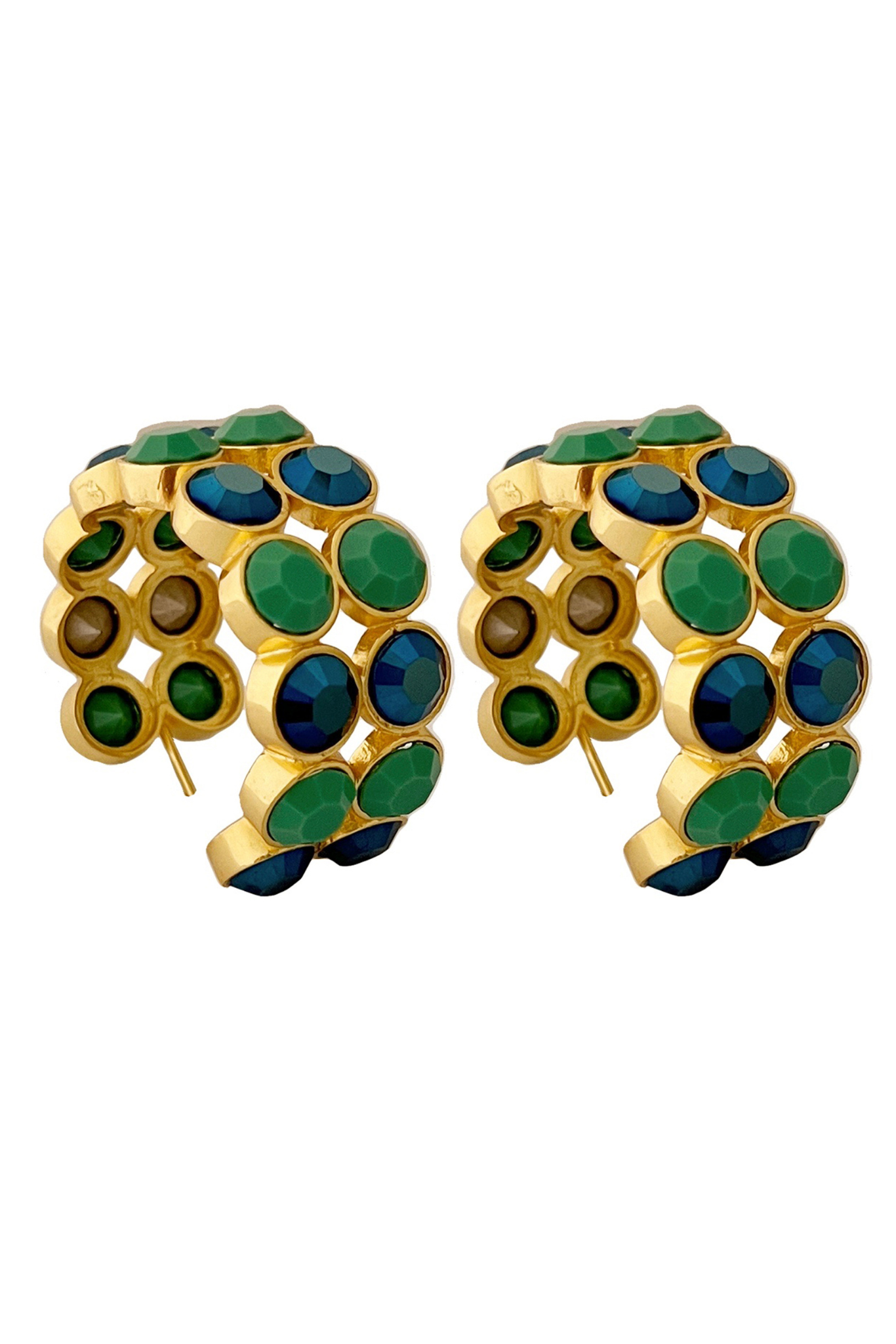 Crystal Crown Hoops - Green
