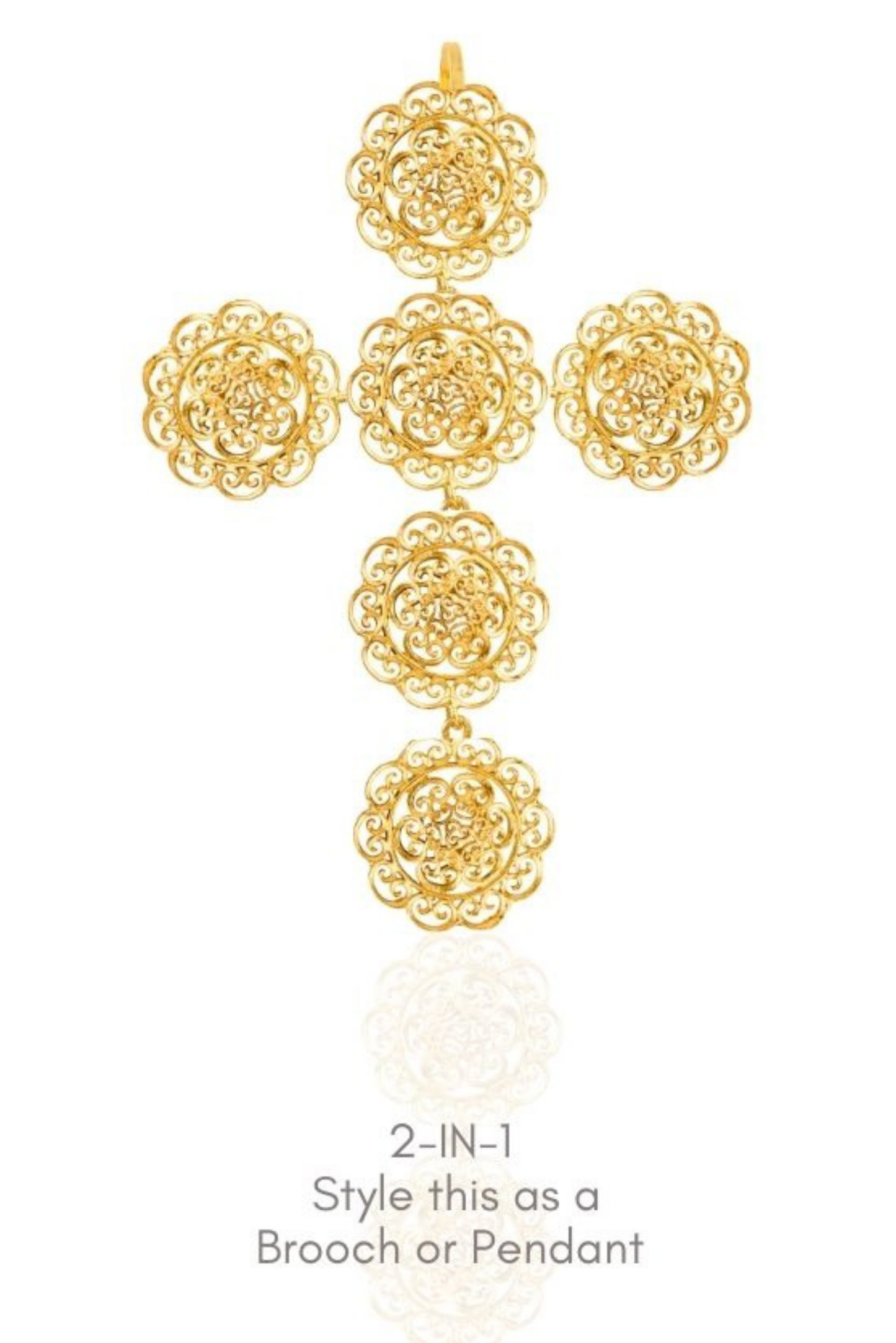Cross Victorian Filigree Brooch and Pendant