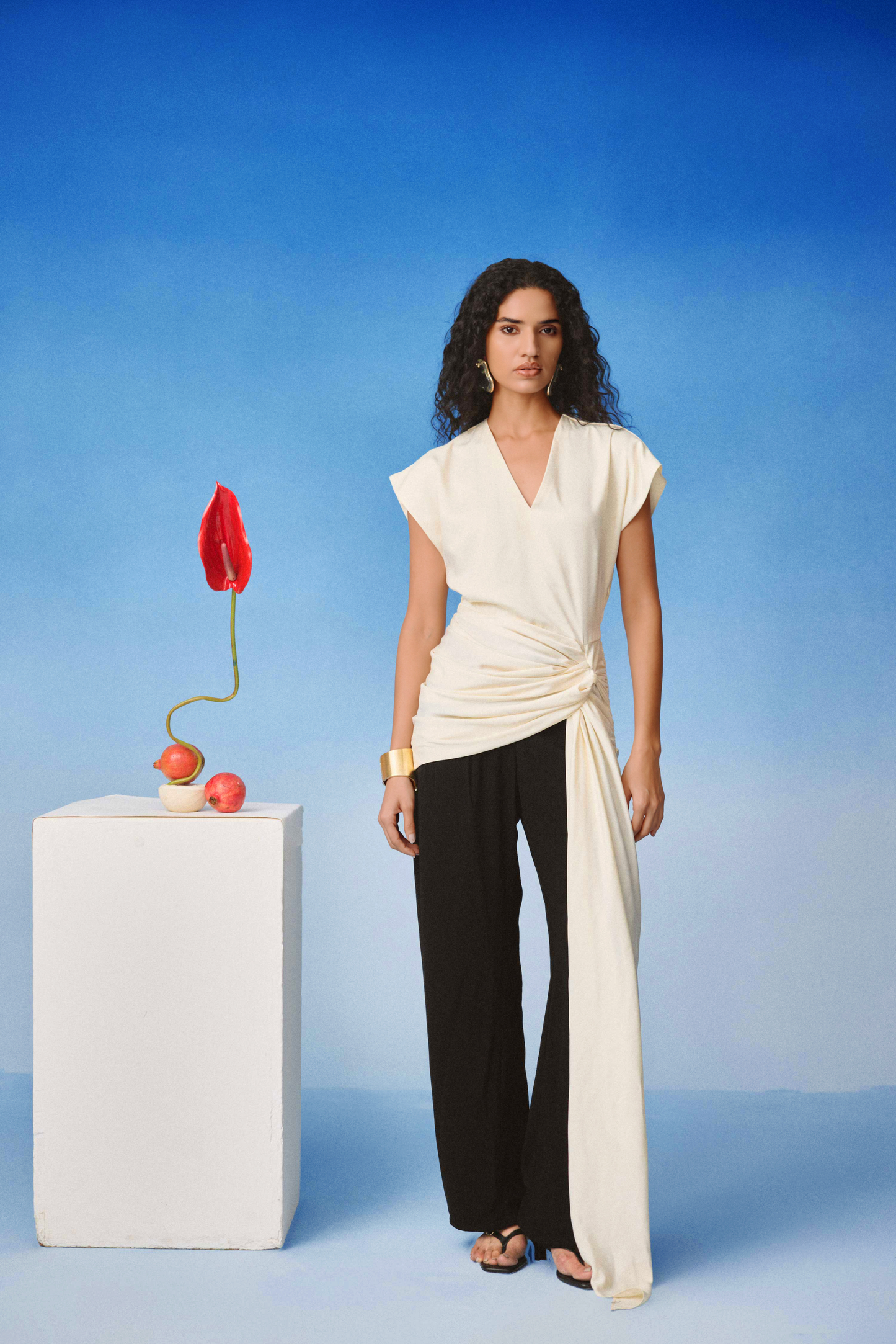 Echo Ivory Drape Top