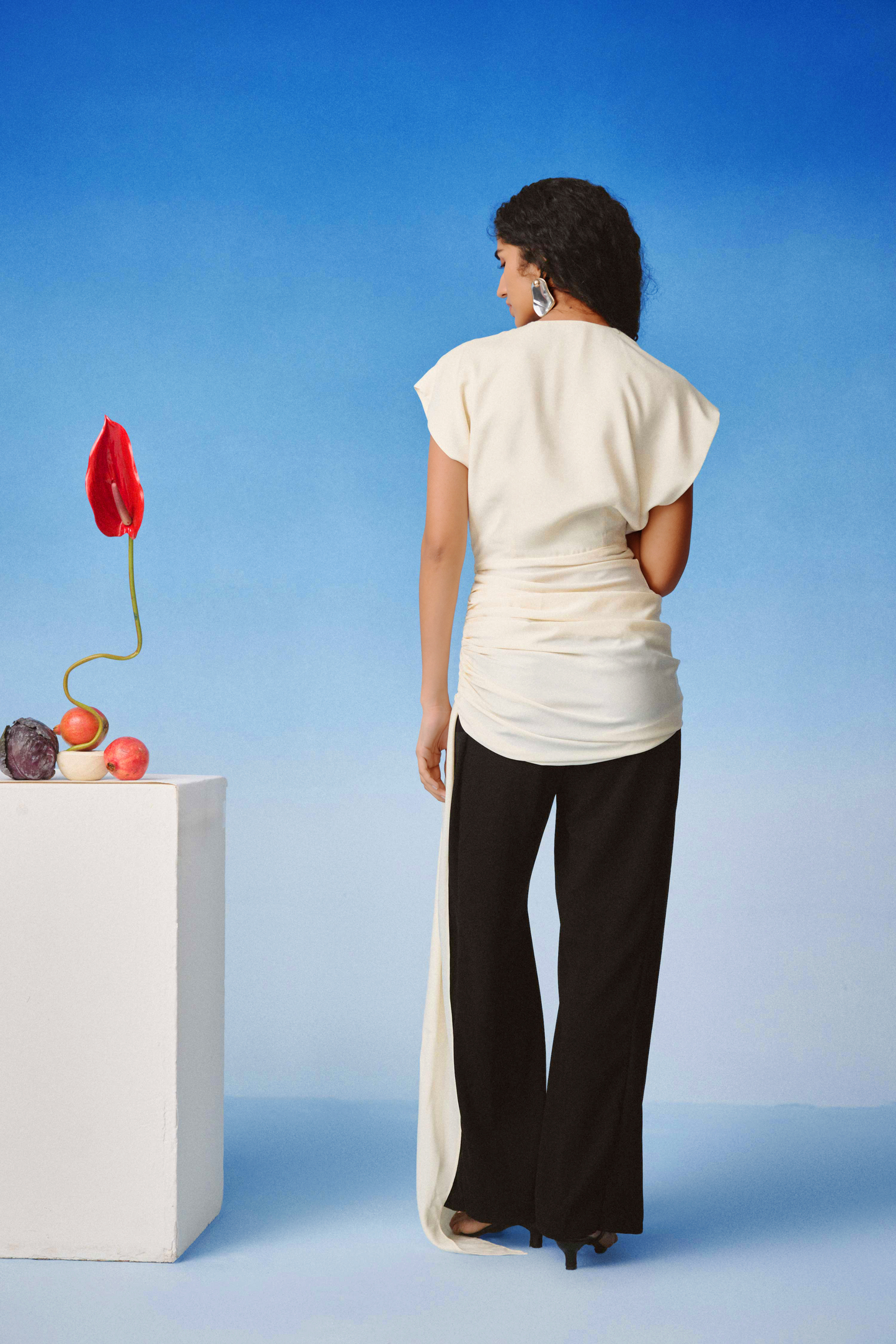 Echo Ivory Drape Top