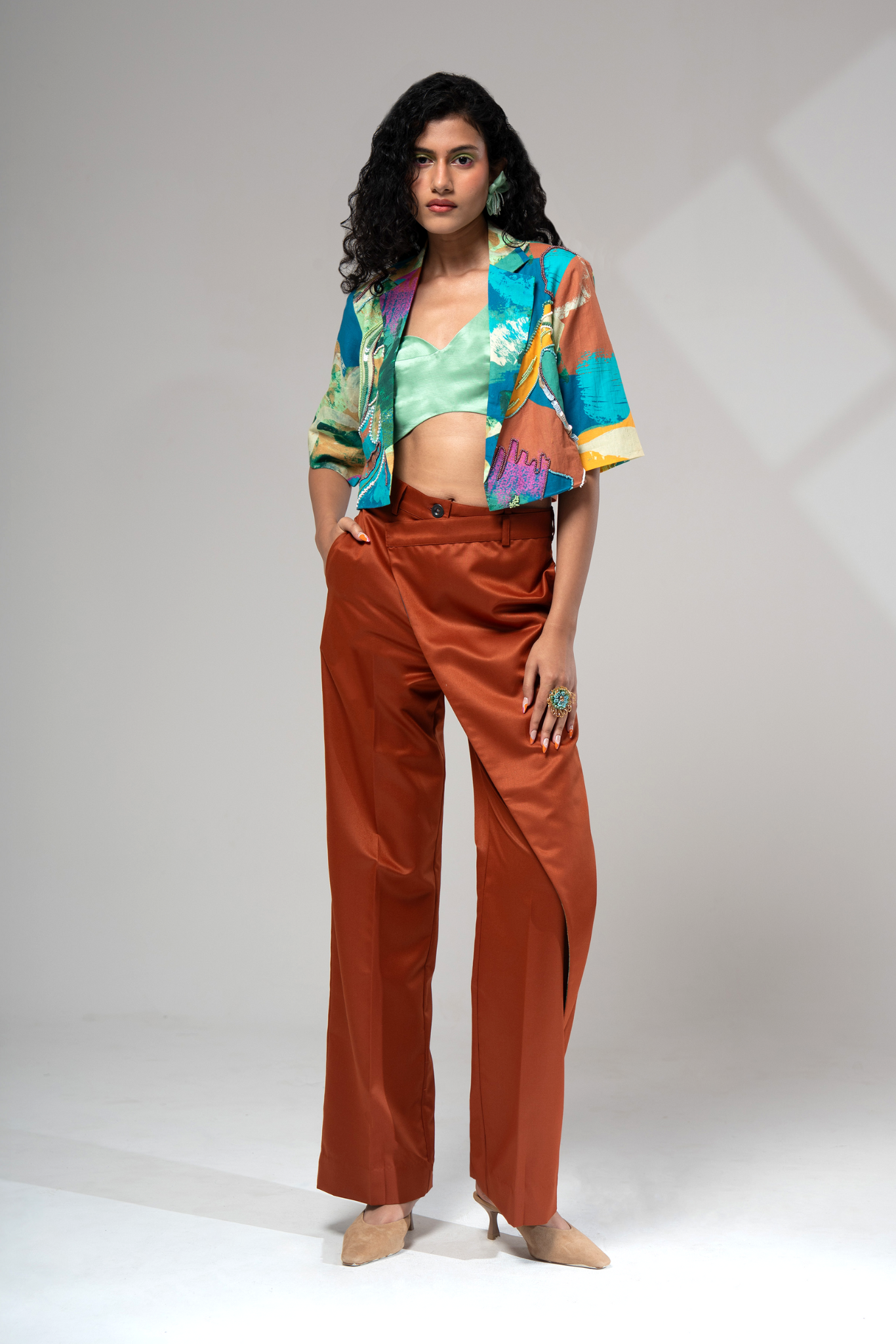Bay Cropped Jacket Set w/ Bustier