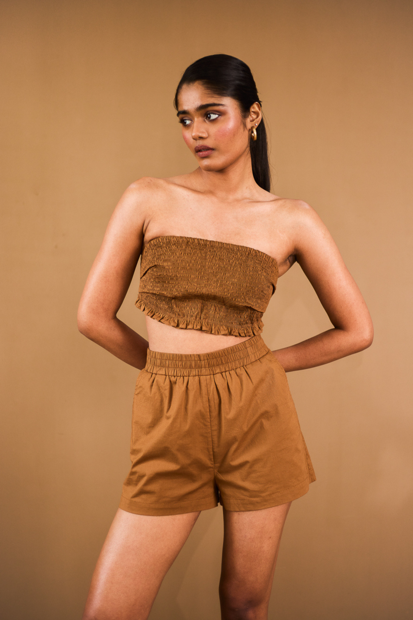Brown Elasticated Shorts