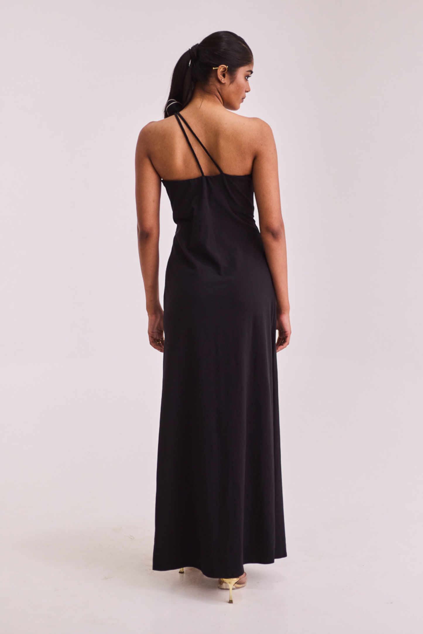 Black Maxi Dress with Rose Detailing