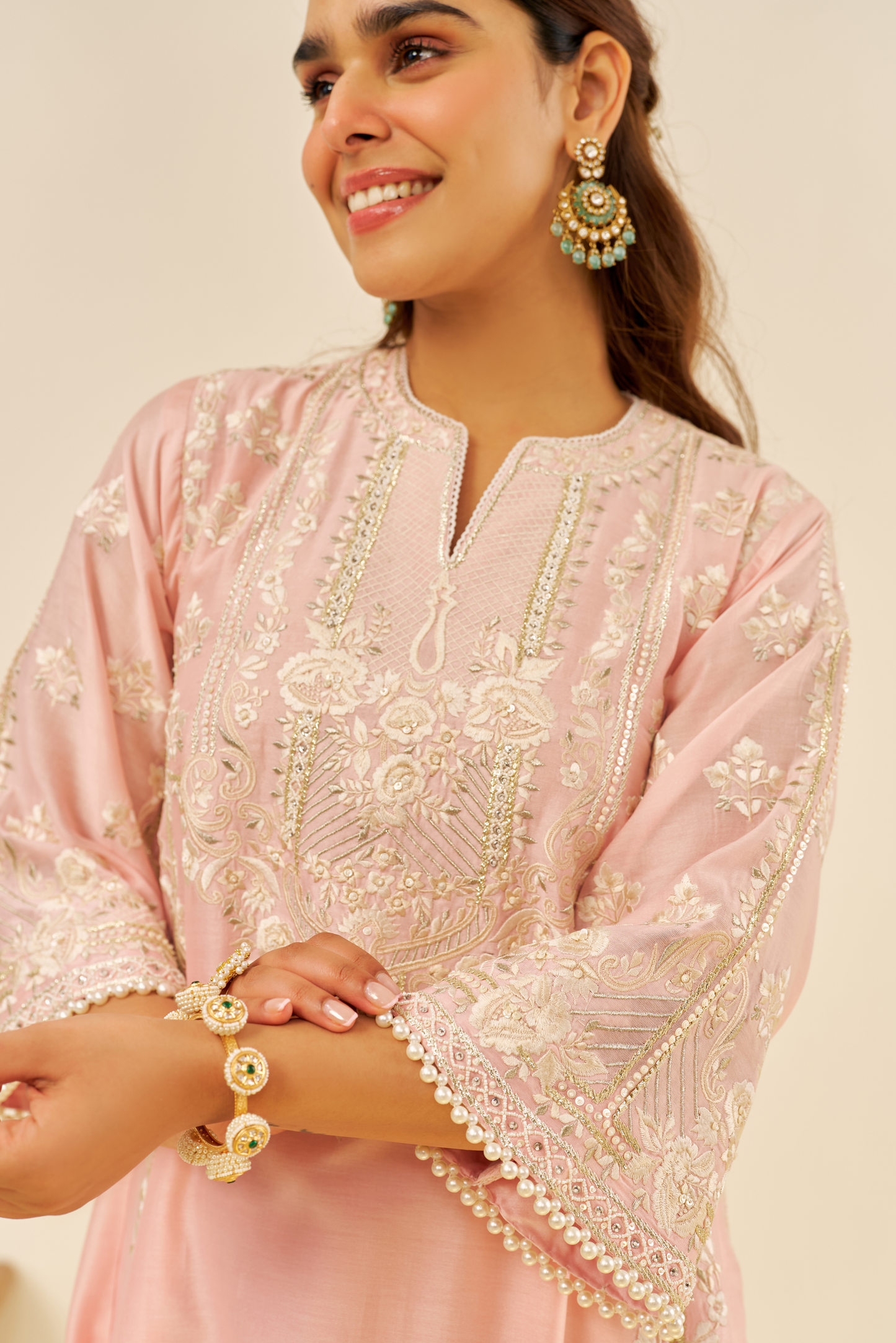 Maziya - Blush pink Long Chauga With Salwar