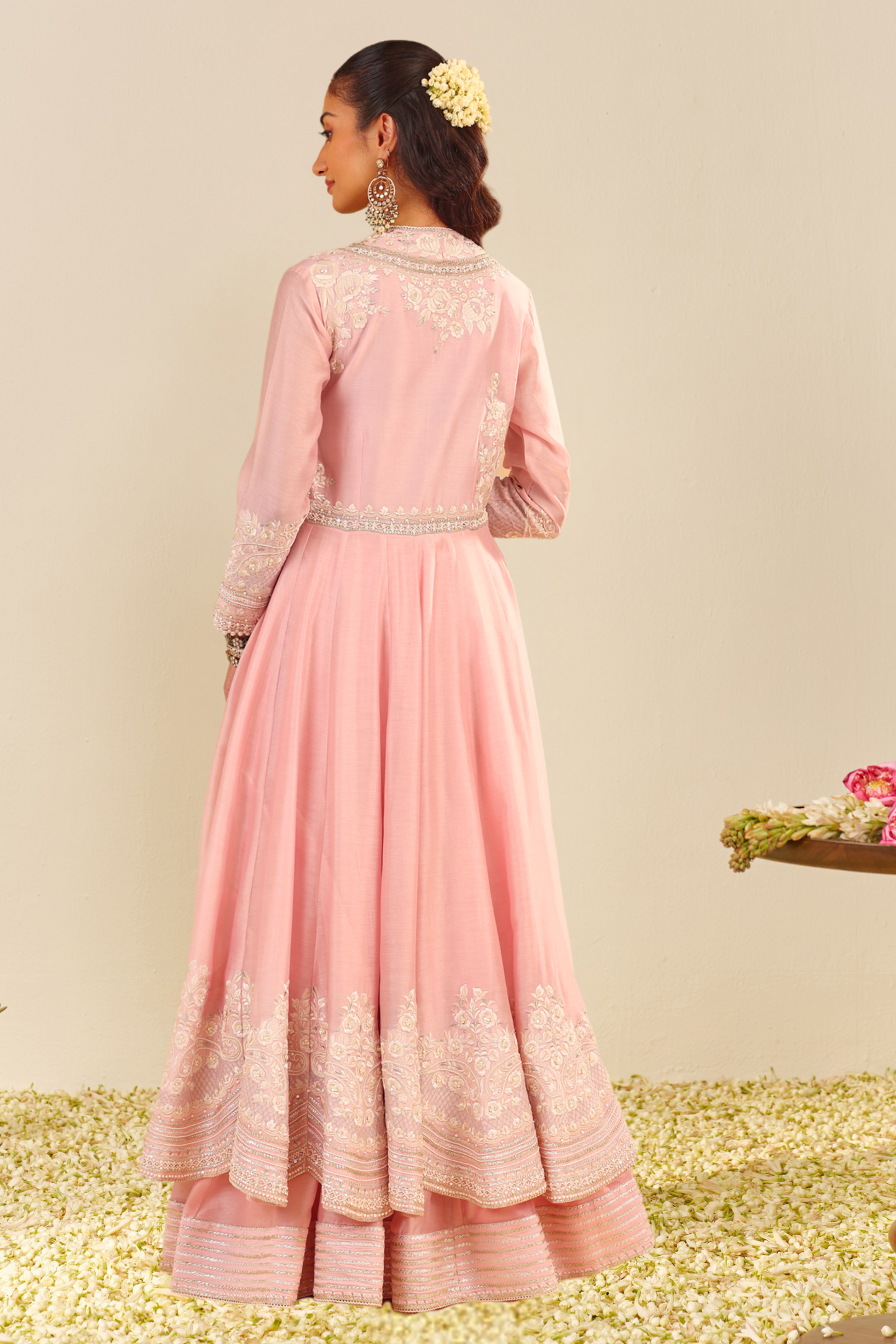 Ameena- Pink Long Anarkali With Skirt And Dupatta