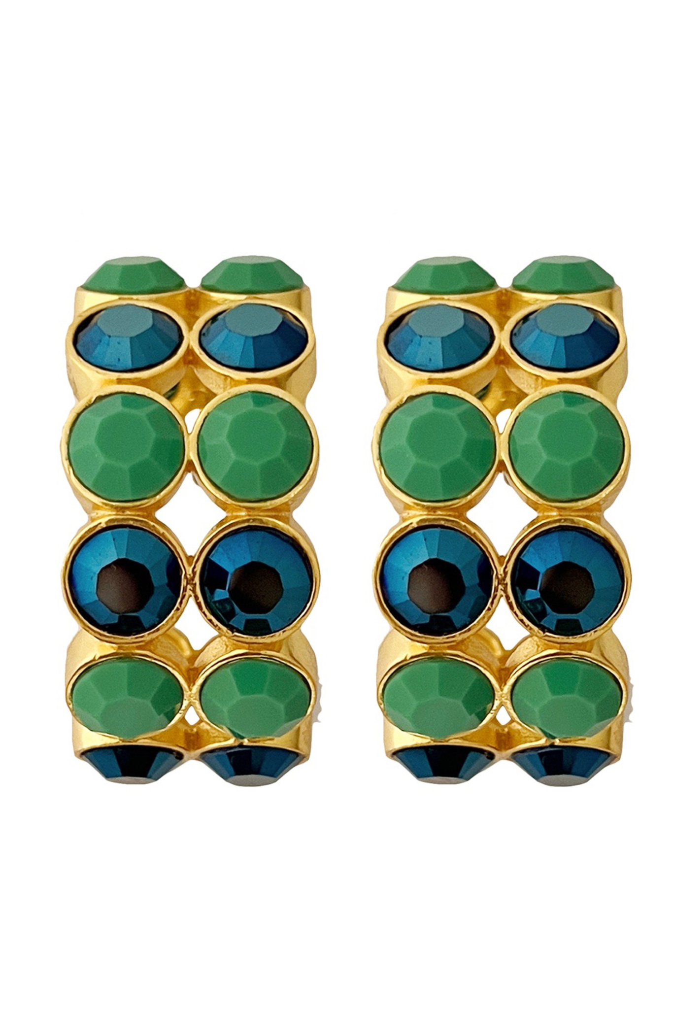 Crystal Crown Hoops - Green