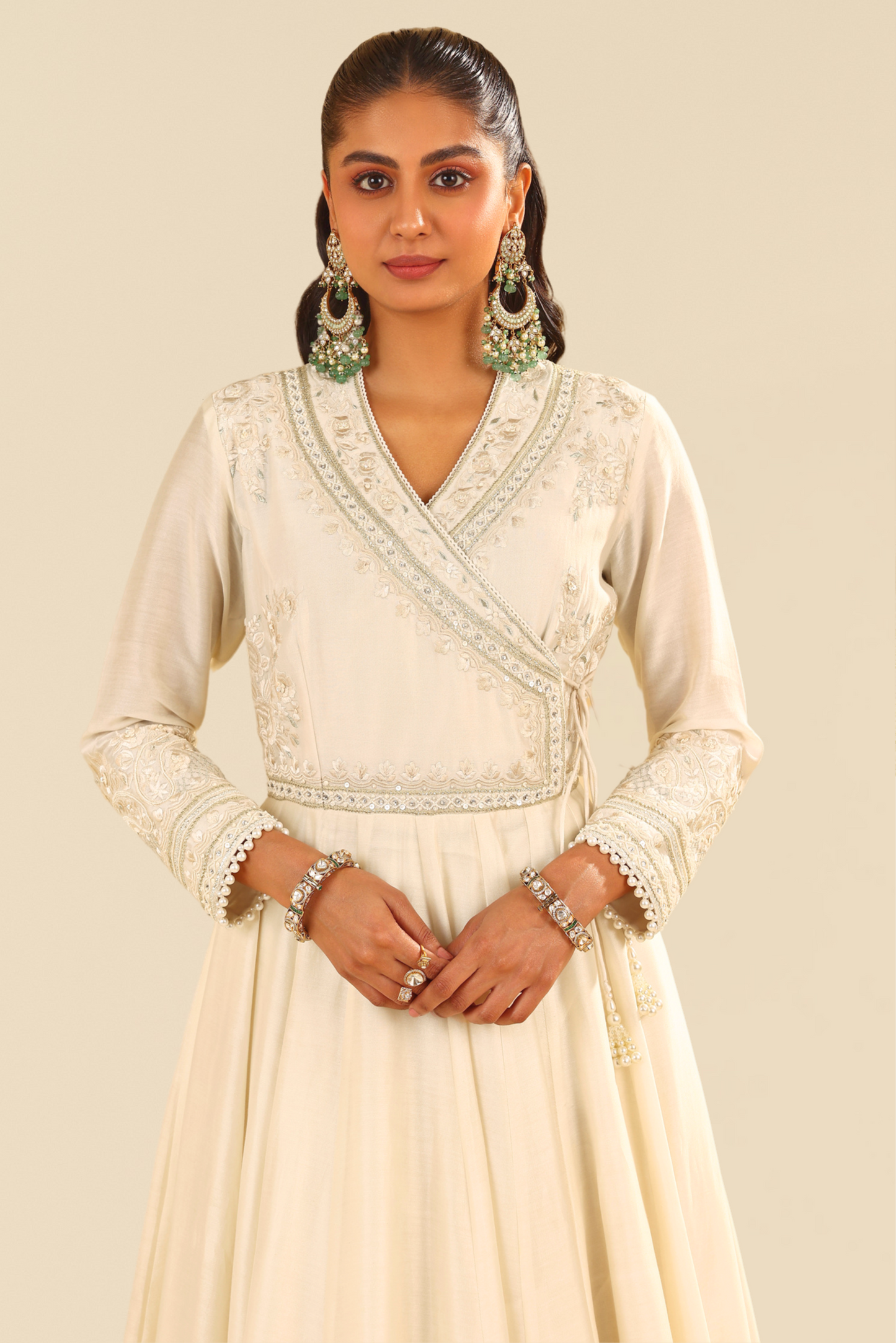 Ameena - Daisy Ivory Long Anarkali With Skirt And Dupatta