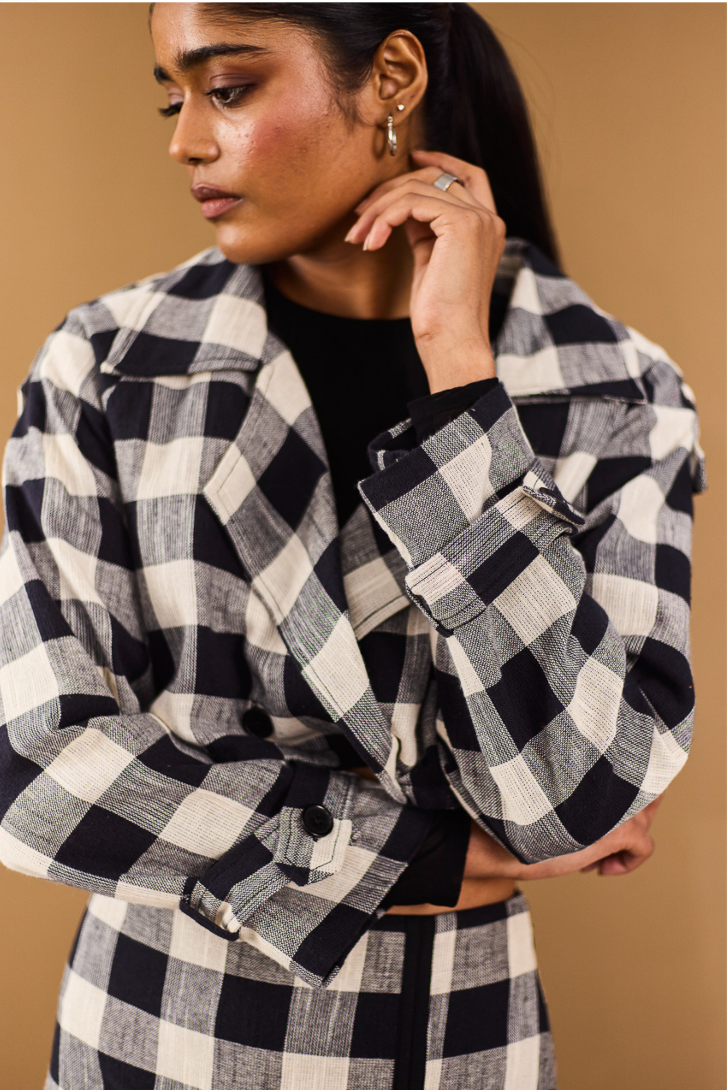 Checkered Croppped Blazer
