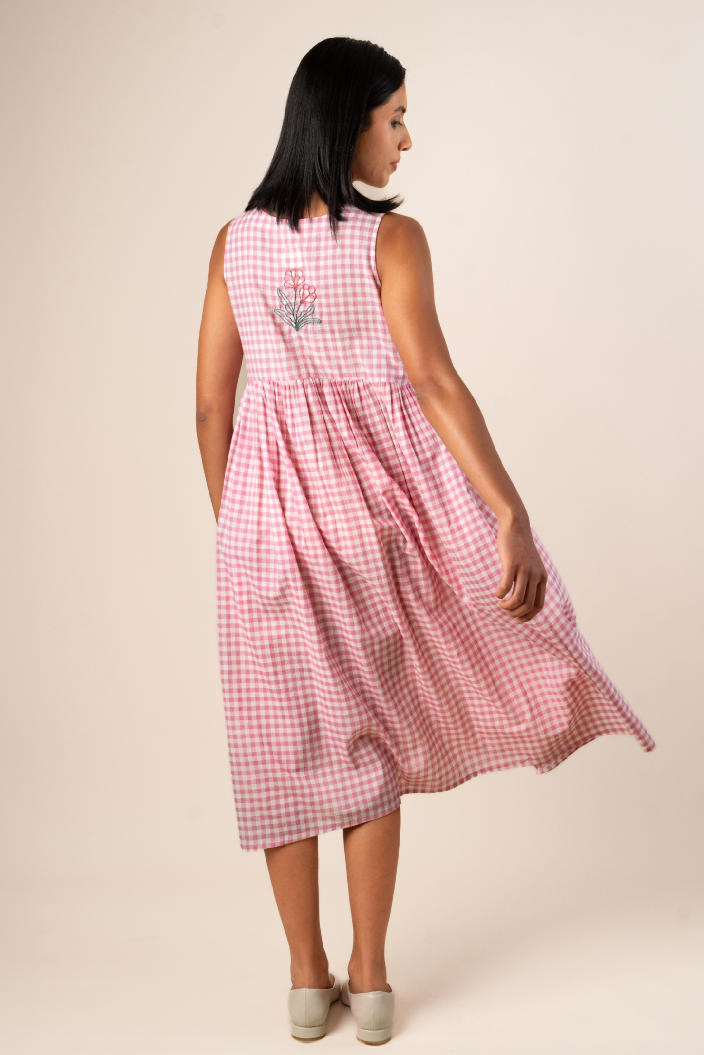 Suki Dress - Gingham Embroidered
