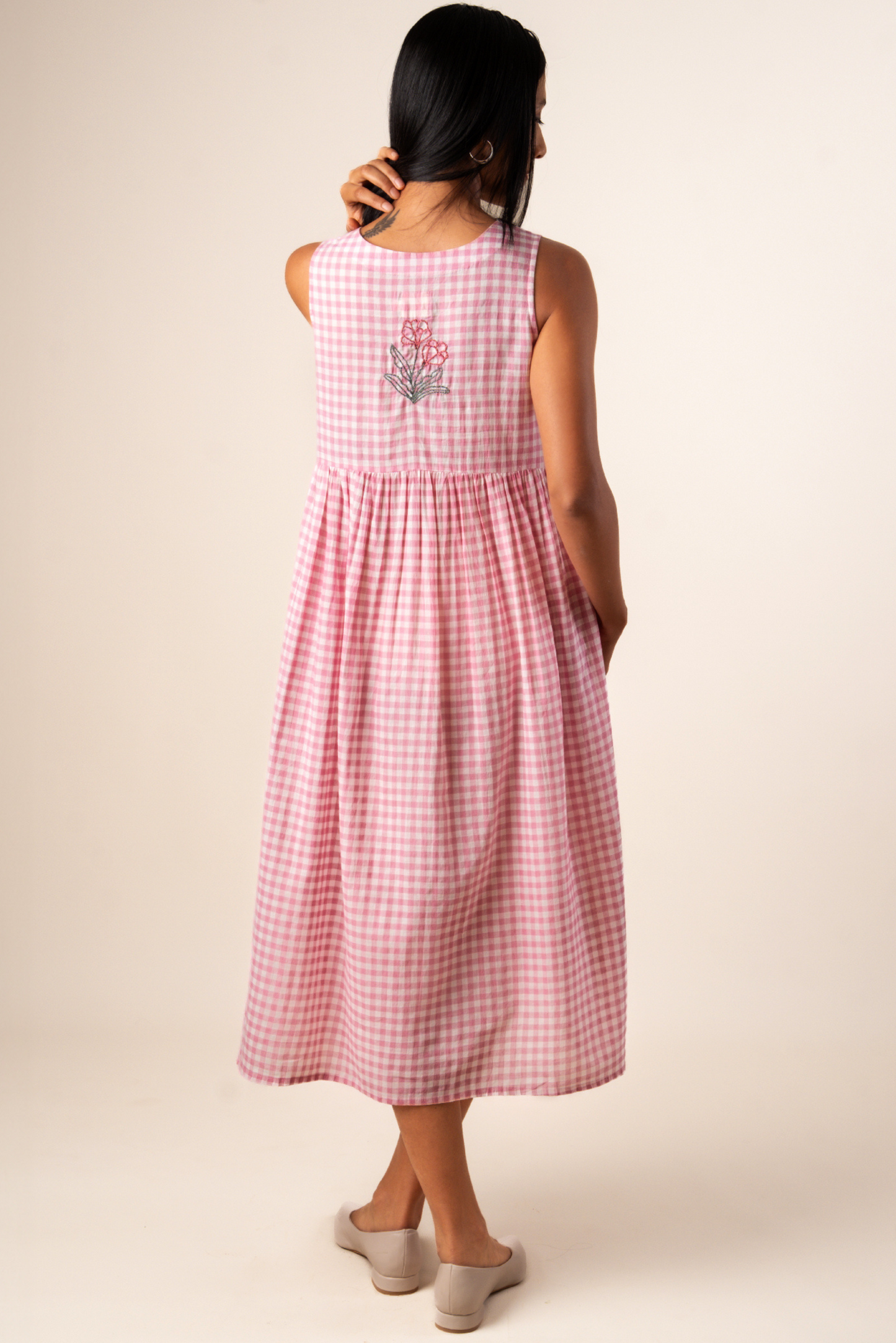 Suki Dress - Gingham Embroidered