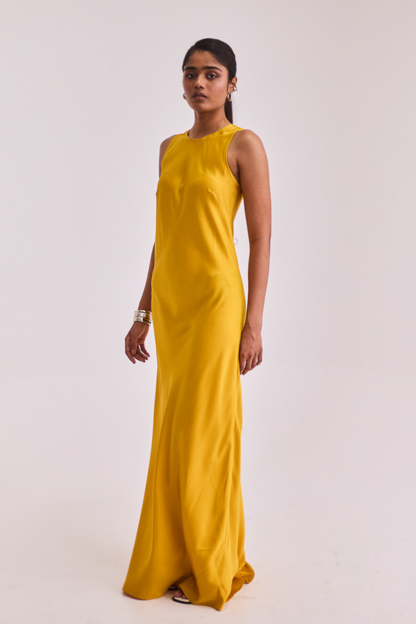 Yellow Satin Slip Dress