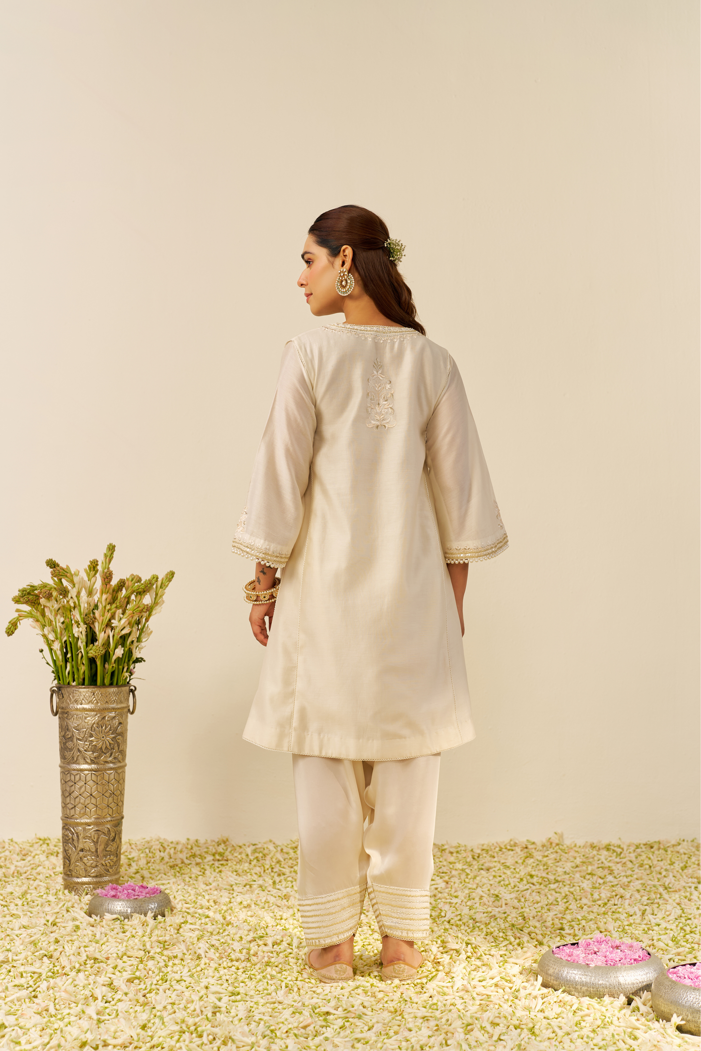 Aiza - Daisy Ivory Short Chauga With Salwar with Dupatta