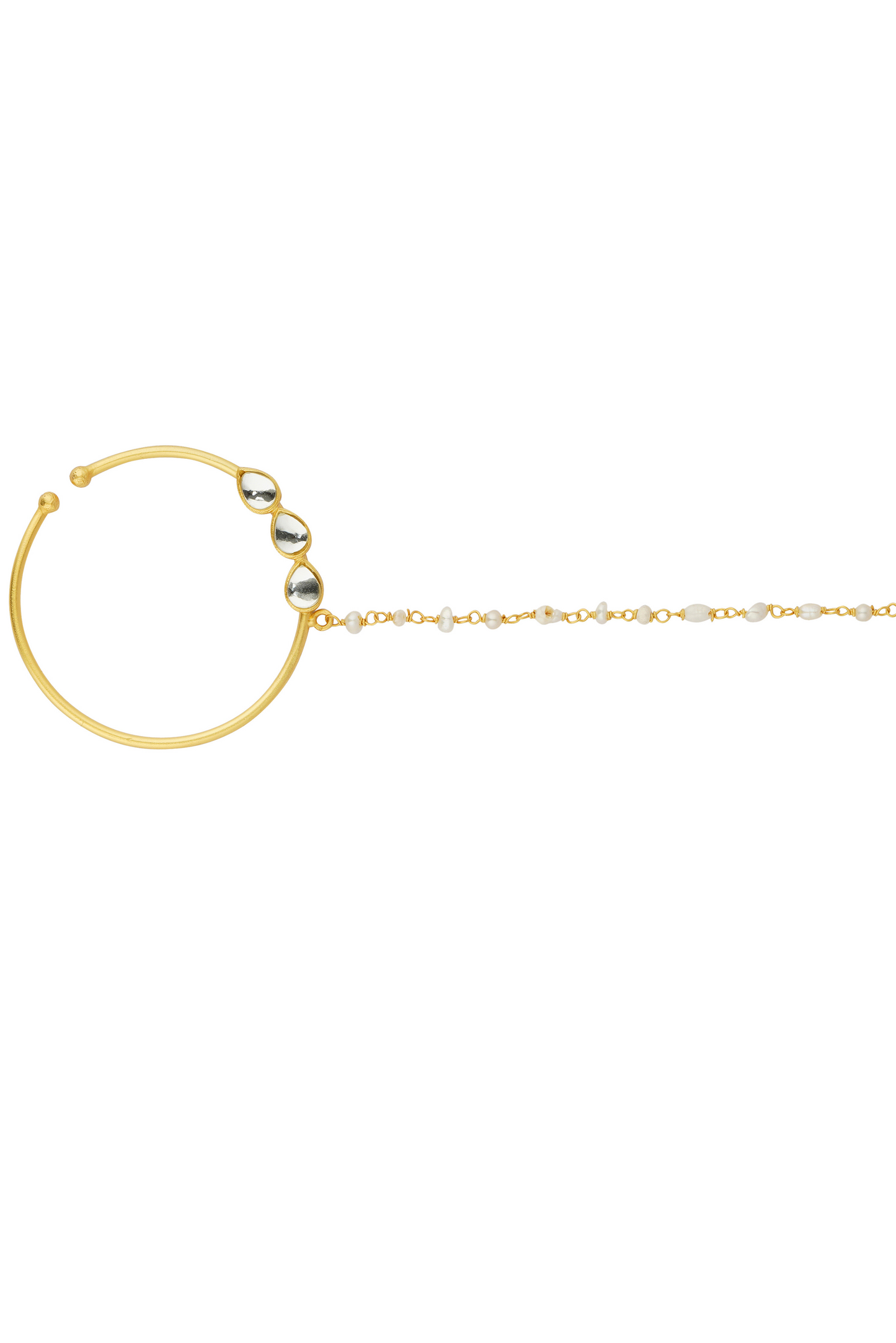 Delicate Dream Nose RIng with Mirror Polki and Pearls