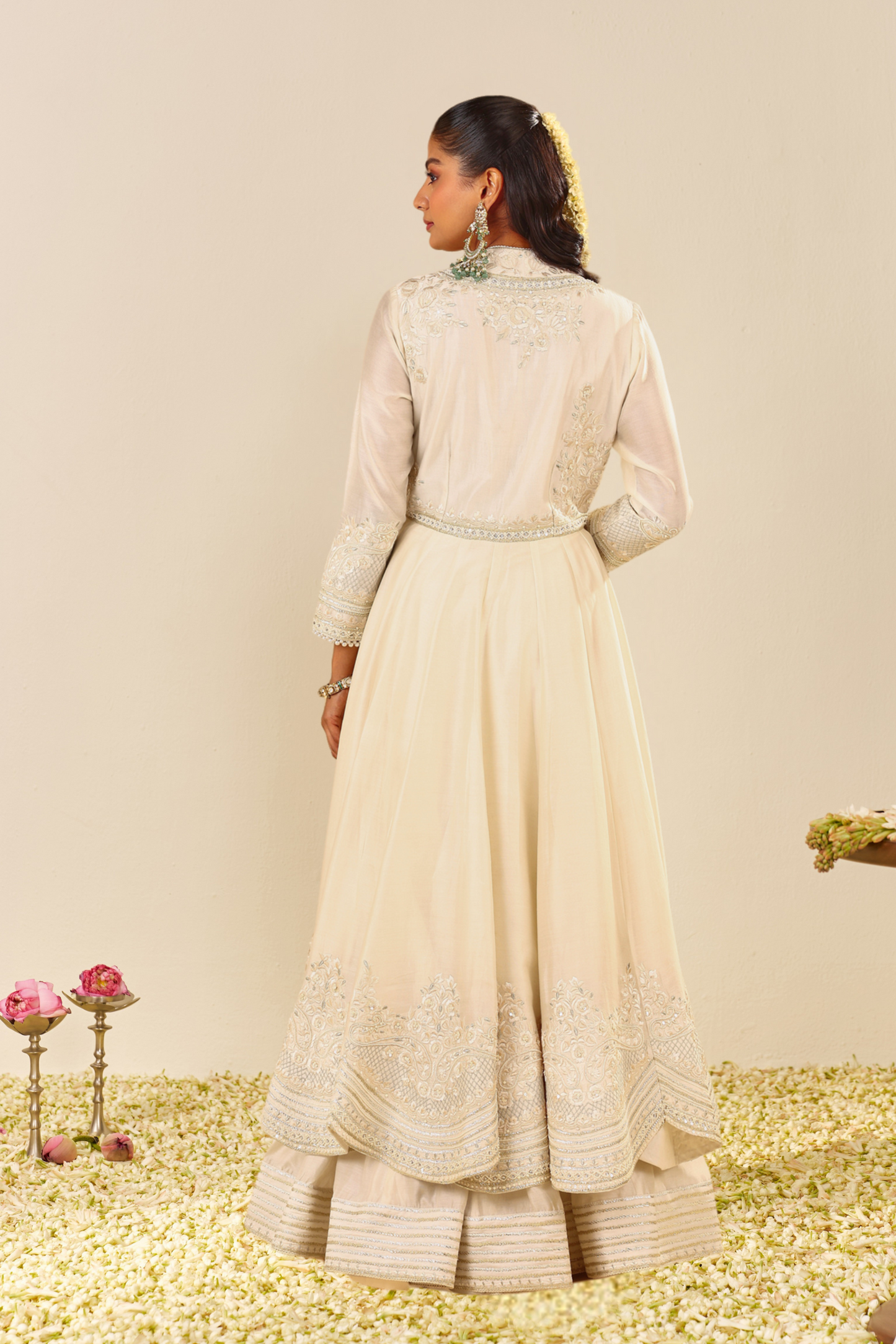 Ameena - Daisy Ivory Long Anarkali With Skirt And Dupatta